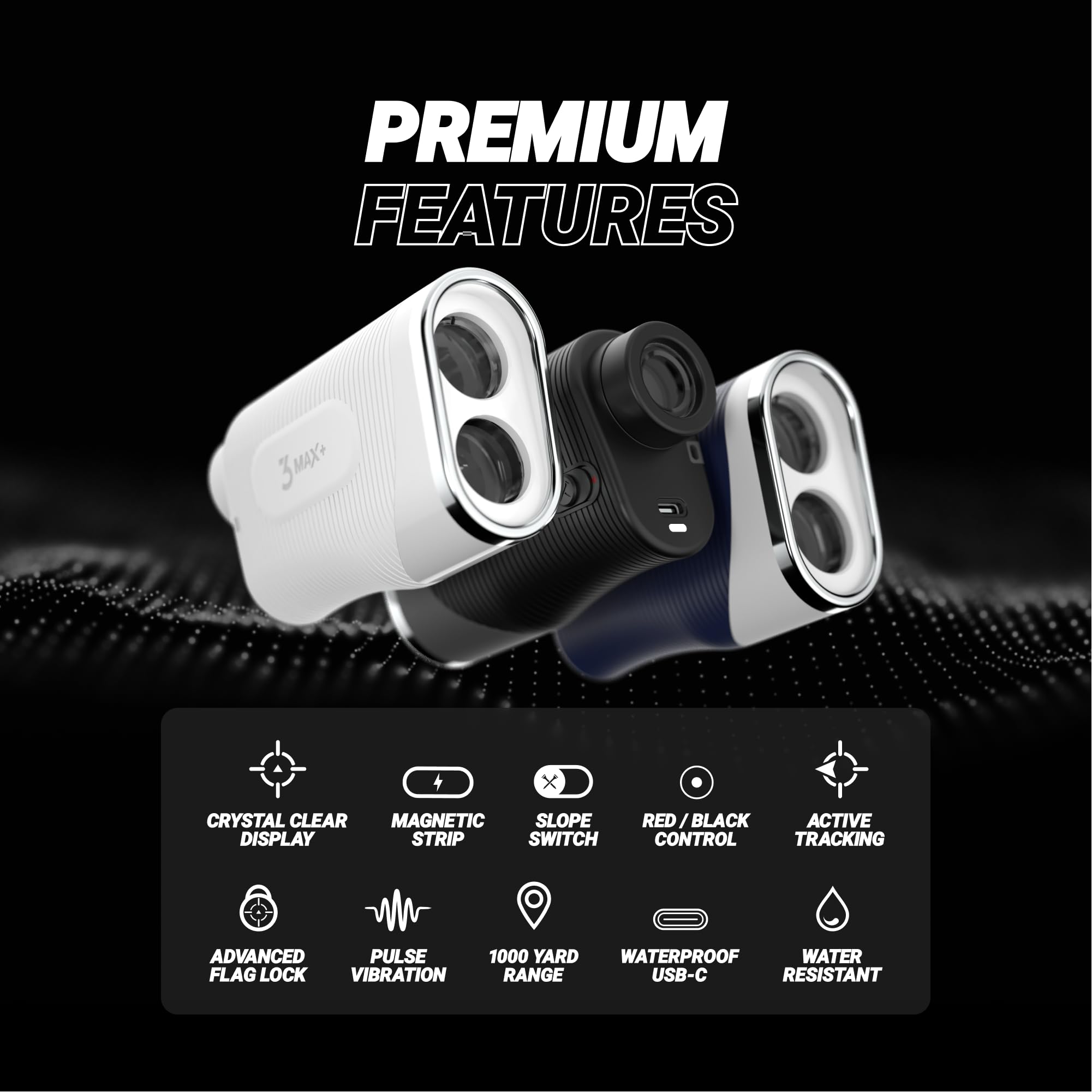Blue Tees Golf Series 3 Max+ Slope Switch Laser Rangefinder - 1000 Yards Range, 6X Magnification, Flag Lock & Pulse Vibration - Perfect for Tournament Play & Course Practice