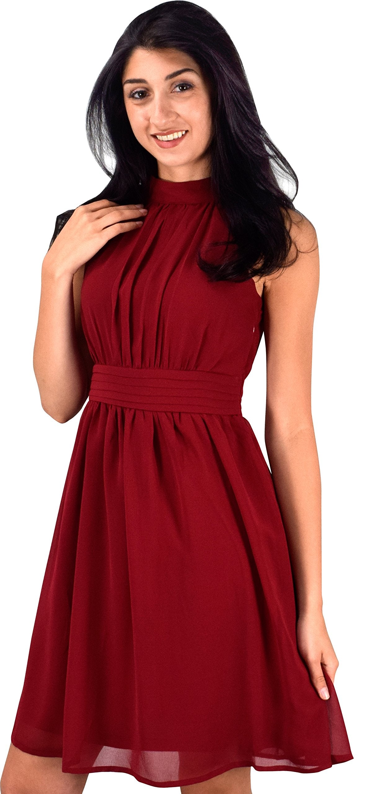 Women's Sleeveless Chiffon Dress - Classic Fit & Flare Summer Casual Dress for Women | Perfect for Beach, Party & Office Wear