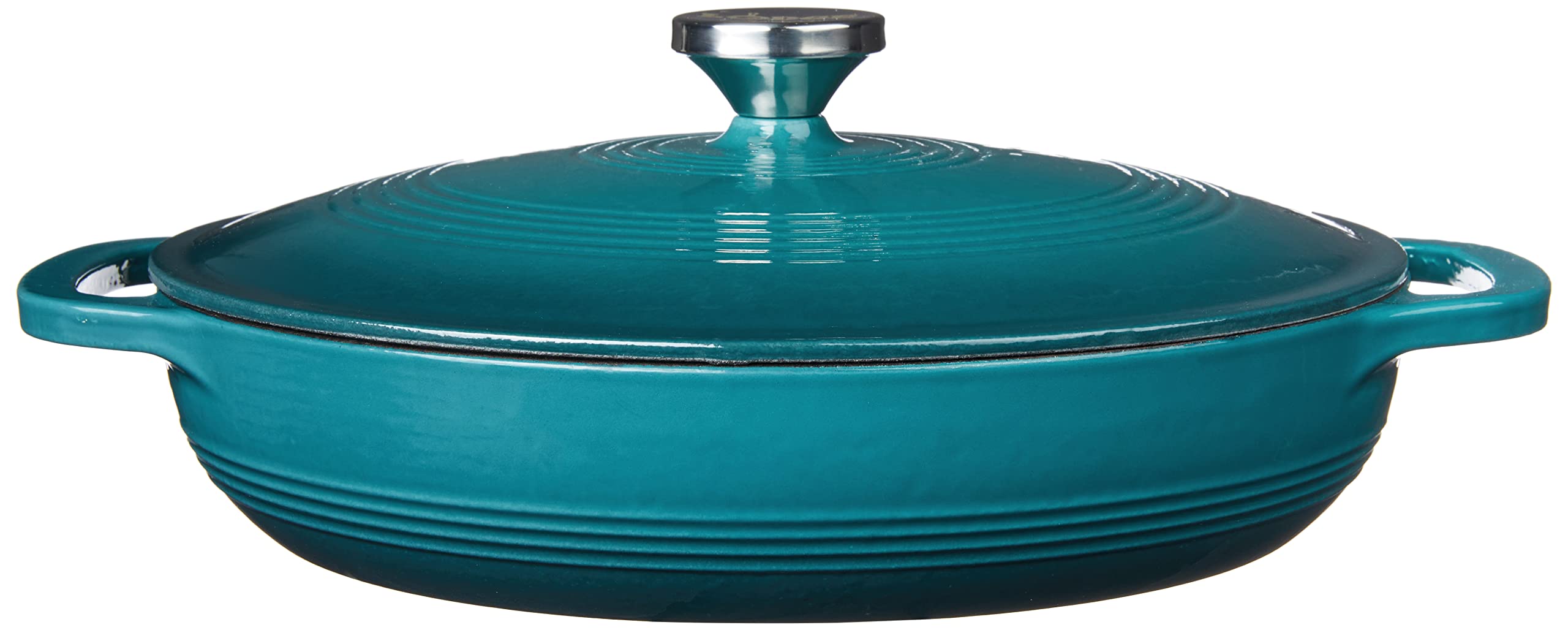Lodge 3.6 Quart Enameled Cast Iron Dutch Oven with Lid - Dual Handles, Oven & Stovetop Safe (500°F) - Perfect for Braising, Baking, Roasting & Serving - Ideal for Camping, Family Dinners & Meal Prep - Lagoon Blue