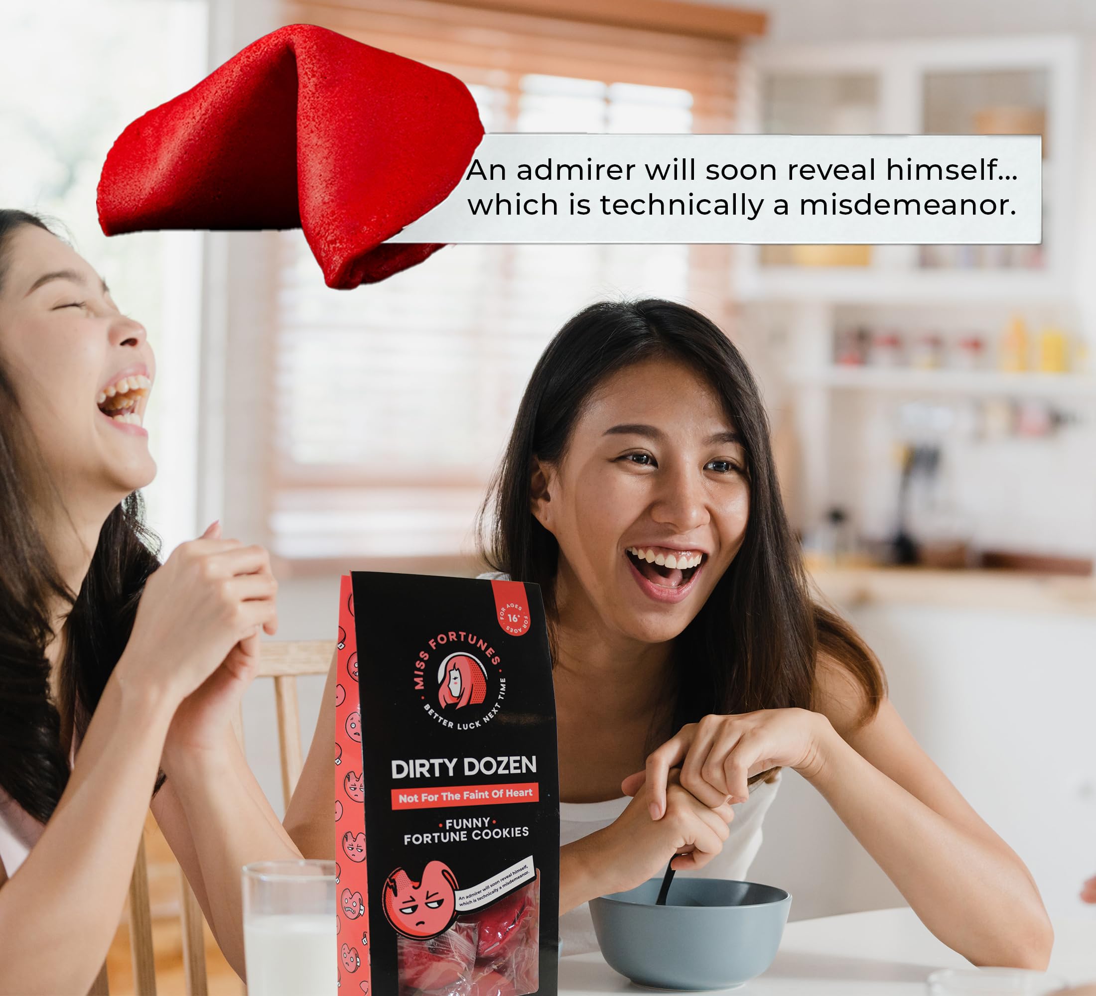 Funny Fortune Cookies - Dirty Dozen Box of 12 Individually Wrapped Cookies | Hilarious & Naughty Fortunes Written by Professional Comedy Writers | Perfect for Date Nights, Bachelorette Parties & Adult Game Nights