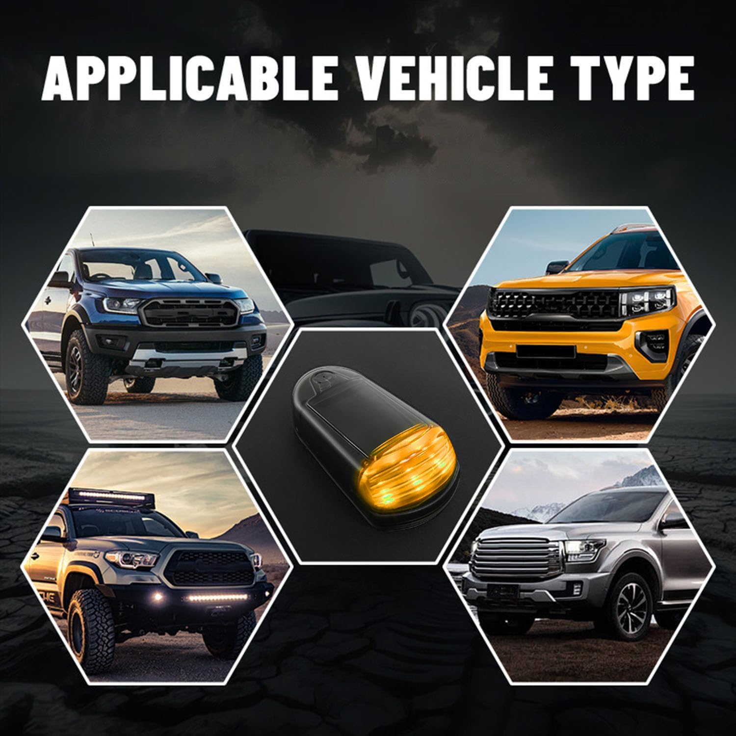2024 New Solar Powered Cab Lights for Trucks - Wireless No Drill Installation, Yellow LED Roof Lights | Durable & Weatherproof for Night Driving, Off-Road Adventures & Work Trucks