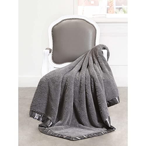 Little Giraffe Chenille Throw Blanket for Kids & Toddlers - Ultra Soft Plush Blanket with Satin Trim - 45x59 Inch Charcoal Gray - Perfect for Nursery, Bedtime & Travel Gifts