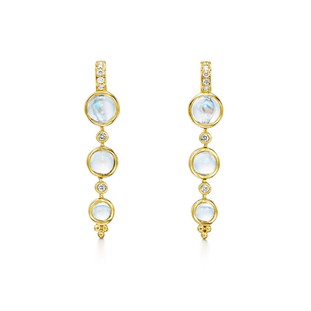 Temple St. Clair Triple Lunar Drop Earrings - 18K Gold Plated Dangle Earrings for Women, Elegant Celestial Jewelry Gift for Her | Perfect for Weddings, Parties & Special Occasions