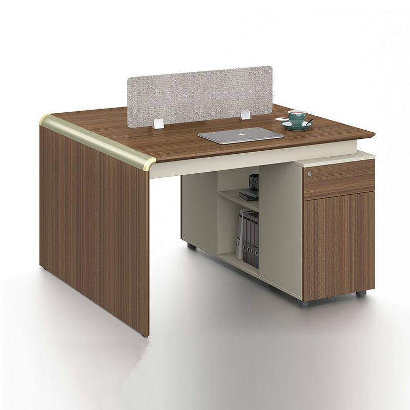 ANDERSON 2-Person Back to Back Office Workstation 1.2M (47 Inches) - Hazelnut & Beige Color - Space-Saving Desk for Small Office, Home Office, or Coworking Space