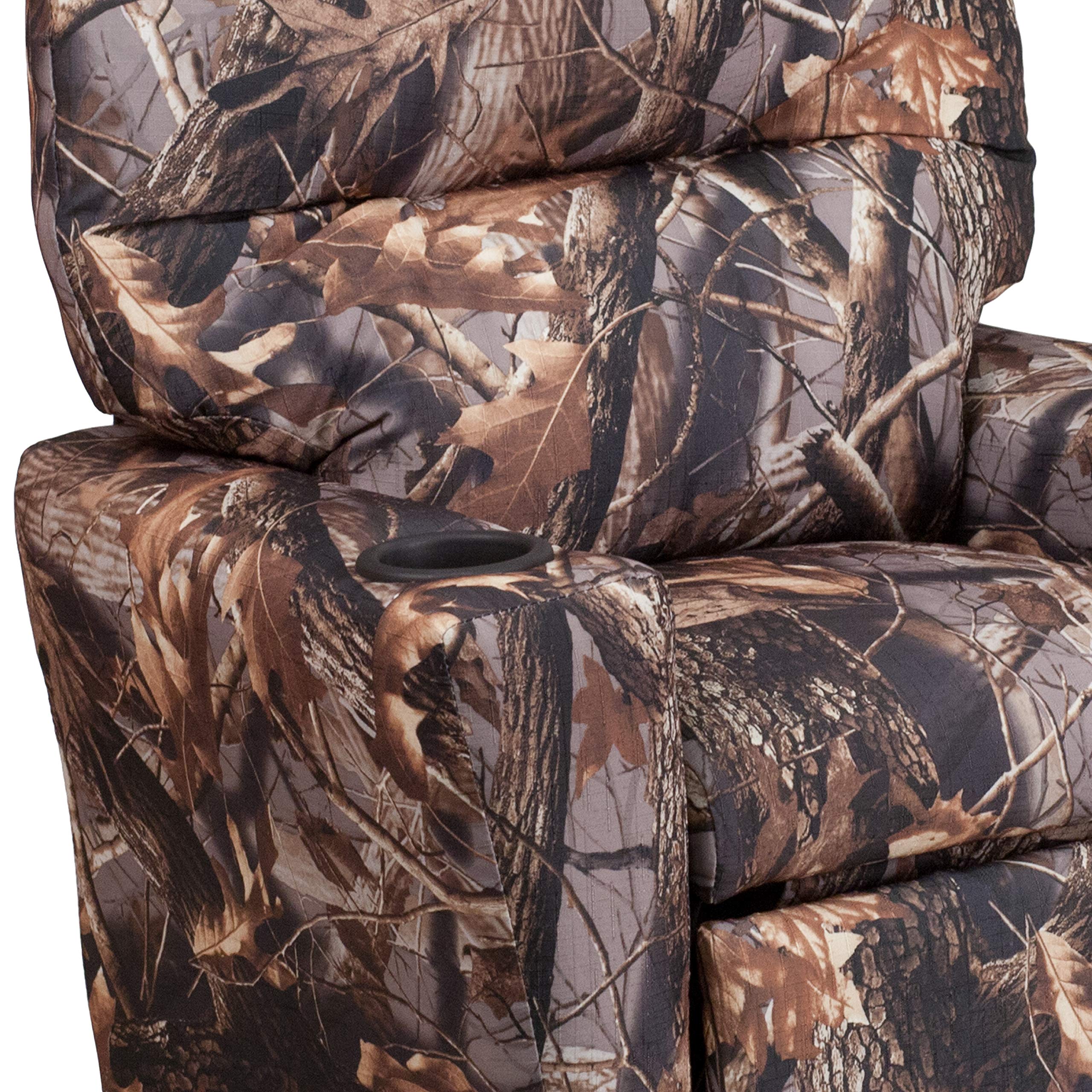 Emma & Oliver Camouflage Kids Recliner Chair with Cup Holder - Comfortable Children's Armchair for Bedroom, Playroom & TV Watching