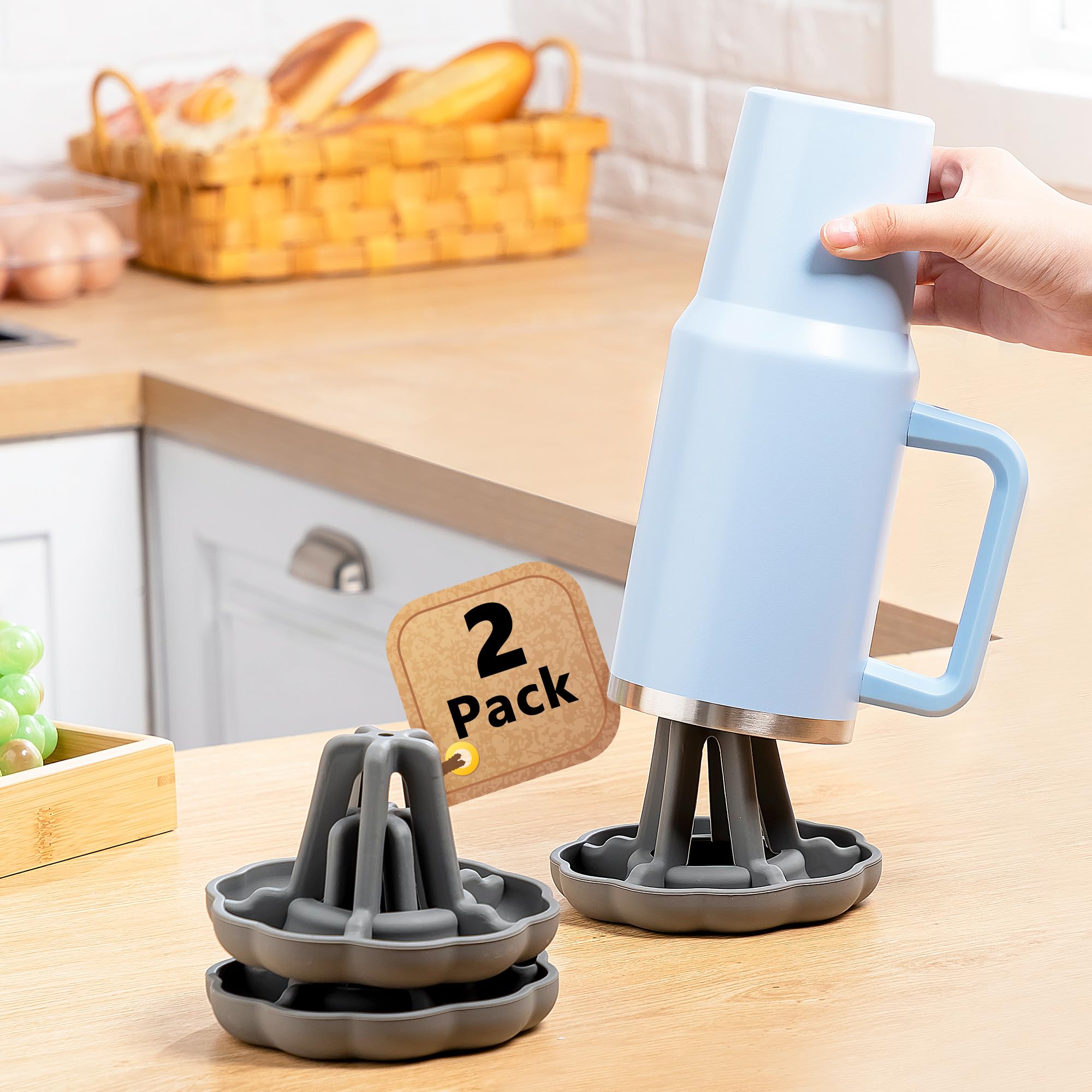 Silicone Water Bottle Drying Rack - Large Capacity Bottle & Tumbler Holder, Space-Saving Mug Dryer for Kitchen Countertop | Dishwasher Safe | Perfect for Baby Bottles, Sports Bottles & Coffee Mugs