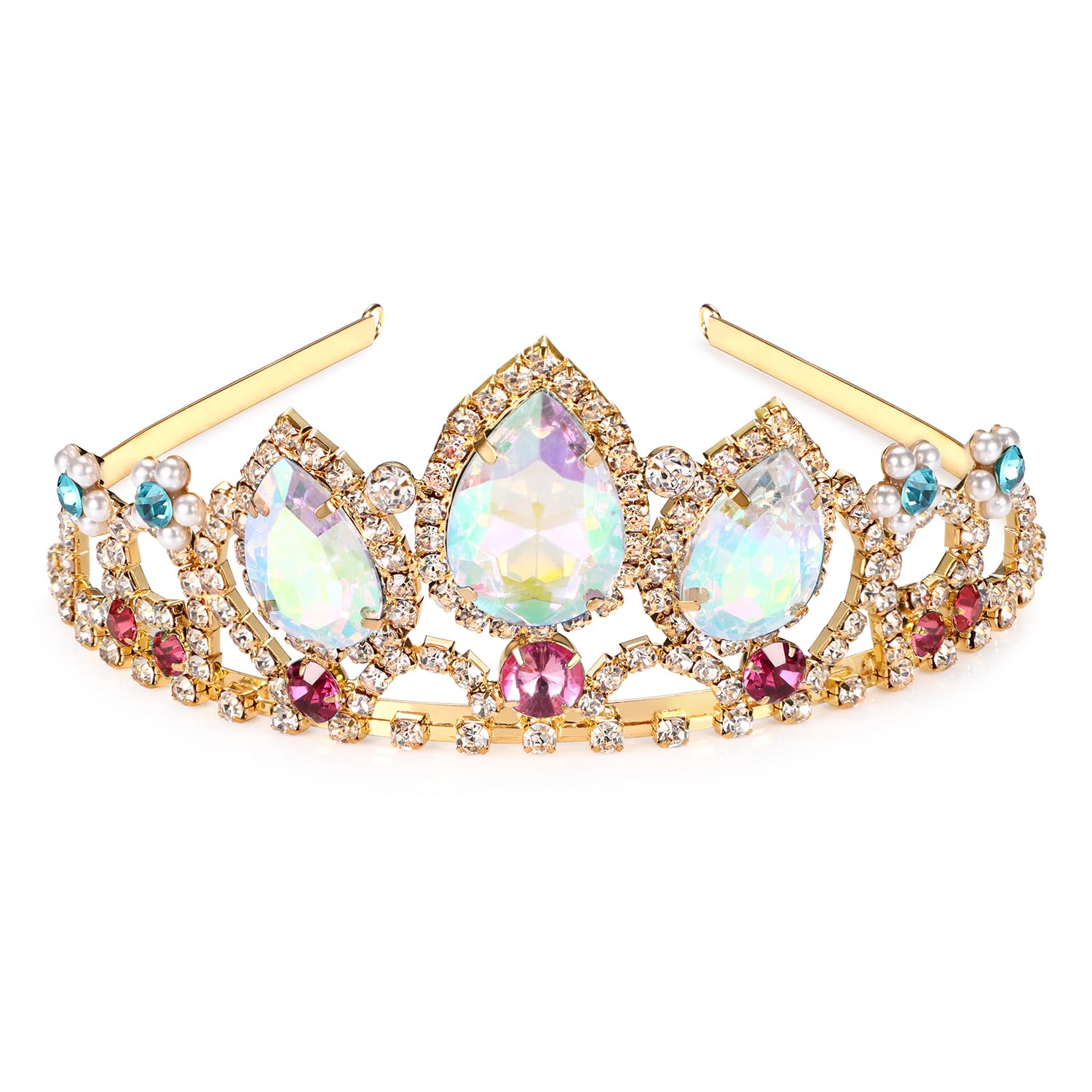 Princess Crown Halloween Cosplay Hair Accessories | Sparkly Rapunzel Tiara for Girls & Women | Bridal Wedding Crystal Hair Band | Pageant Birthday Gift & Cake Topper | Perfect for Halloween, Cosplay, Weddings & Birthday Parties