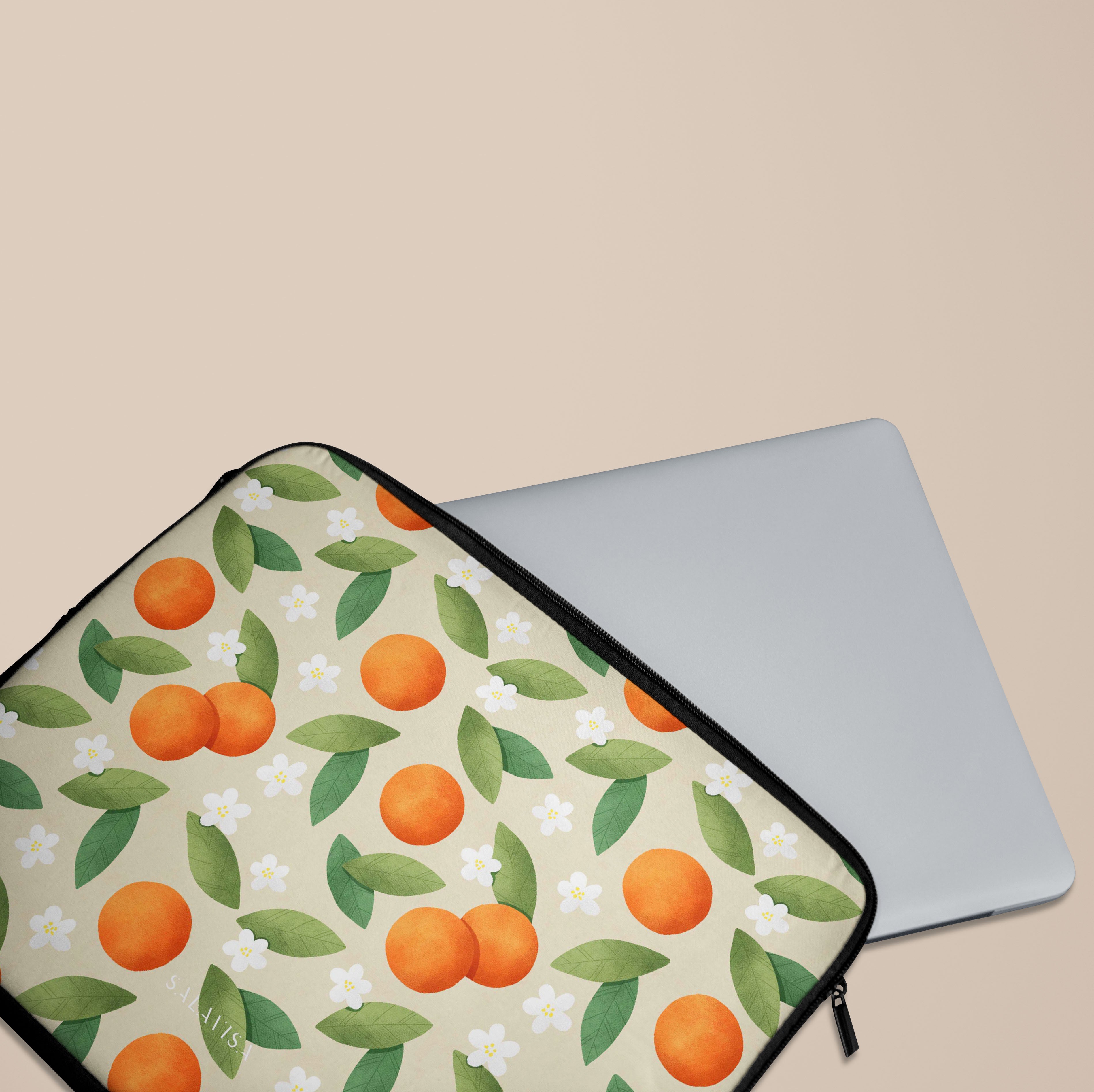 Stylish Tangerine Summer Mix Laptop Sleeve Case - 13-15 Inch Protective Cover for MacBook, Dell, HP - Perfect for Work, Travel & School Accessories