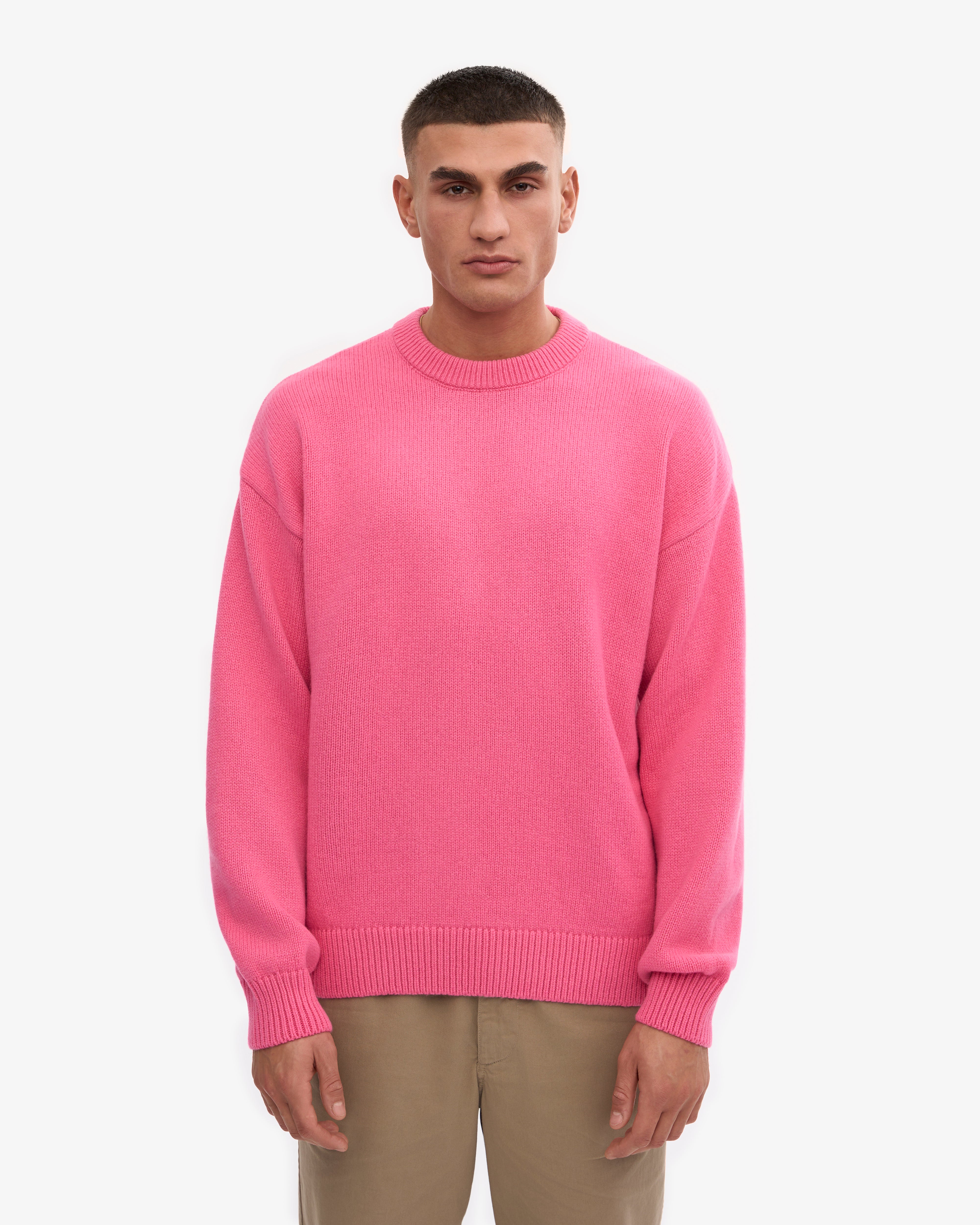 Oversized Merino Wool Crew Neck Sweater - Bubblegum Pink | Soft & Warm Winter Knitwear for Women | Perfect for Casual Outfits, Office Wear & Cozy Nights