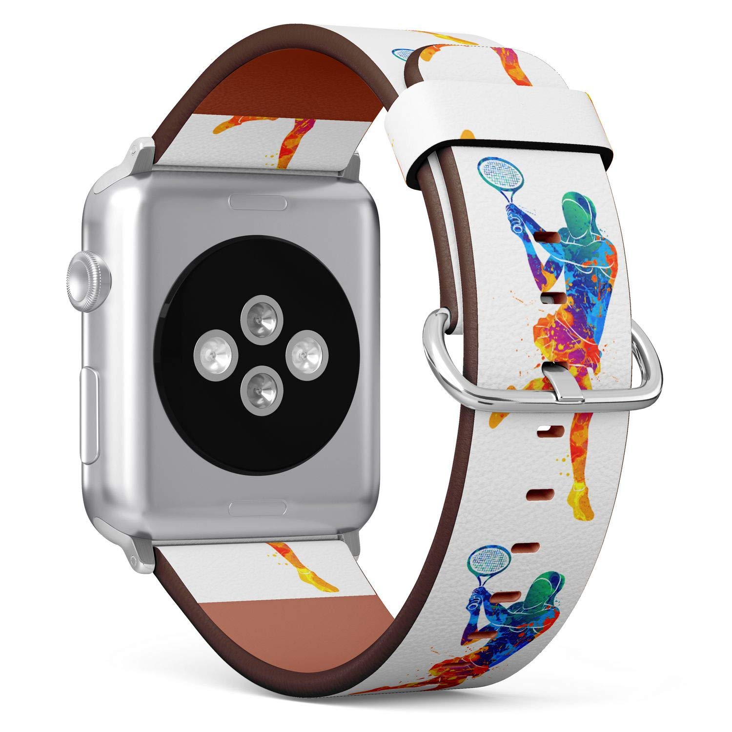 Stylish Floral Leather Wristband Strap for Apple Watch Series 1/2/3/4 - 42mm & 44mm Replacement Band - Perfect for Women Tennis Players & Active Lifestyles