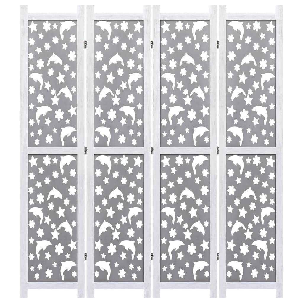 4-Panel Room Divider - Solid Wood Folding Privacy Screen for Office, Bedroom & Living Room - 55.1