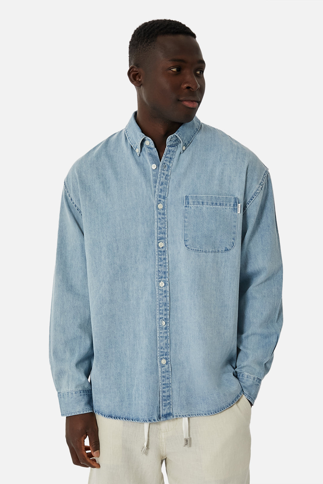Premium Truman Long Sleeve Shirt - Washed Indigo Denim for Men | Comfortable Casual & Workwear Shirt | Perfect for Office, Outdoors & Everyday Wear