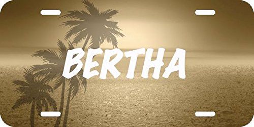Bertha Name Gold Palm Tree Beach Novelty License Plate Sign - Perfect for Beach House Decor, Tropical Themed Parties & Unique Gift Ideas