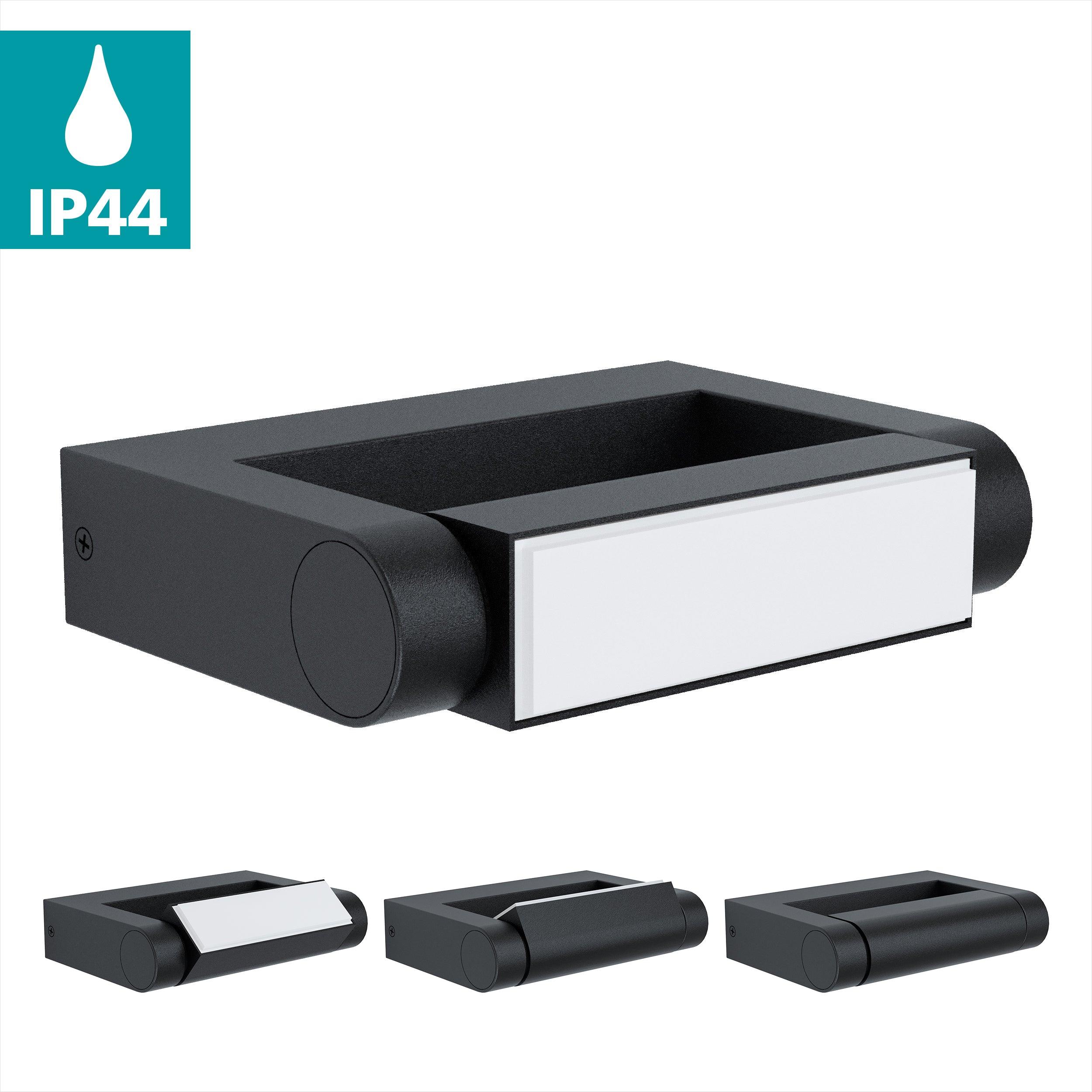 Eglo Brianza Black LED Outdoor Wall Light - IP44 Waterproof, Energy Efficient, Modern Exterior Lighting for Patio, Garden, and Porch