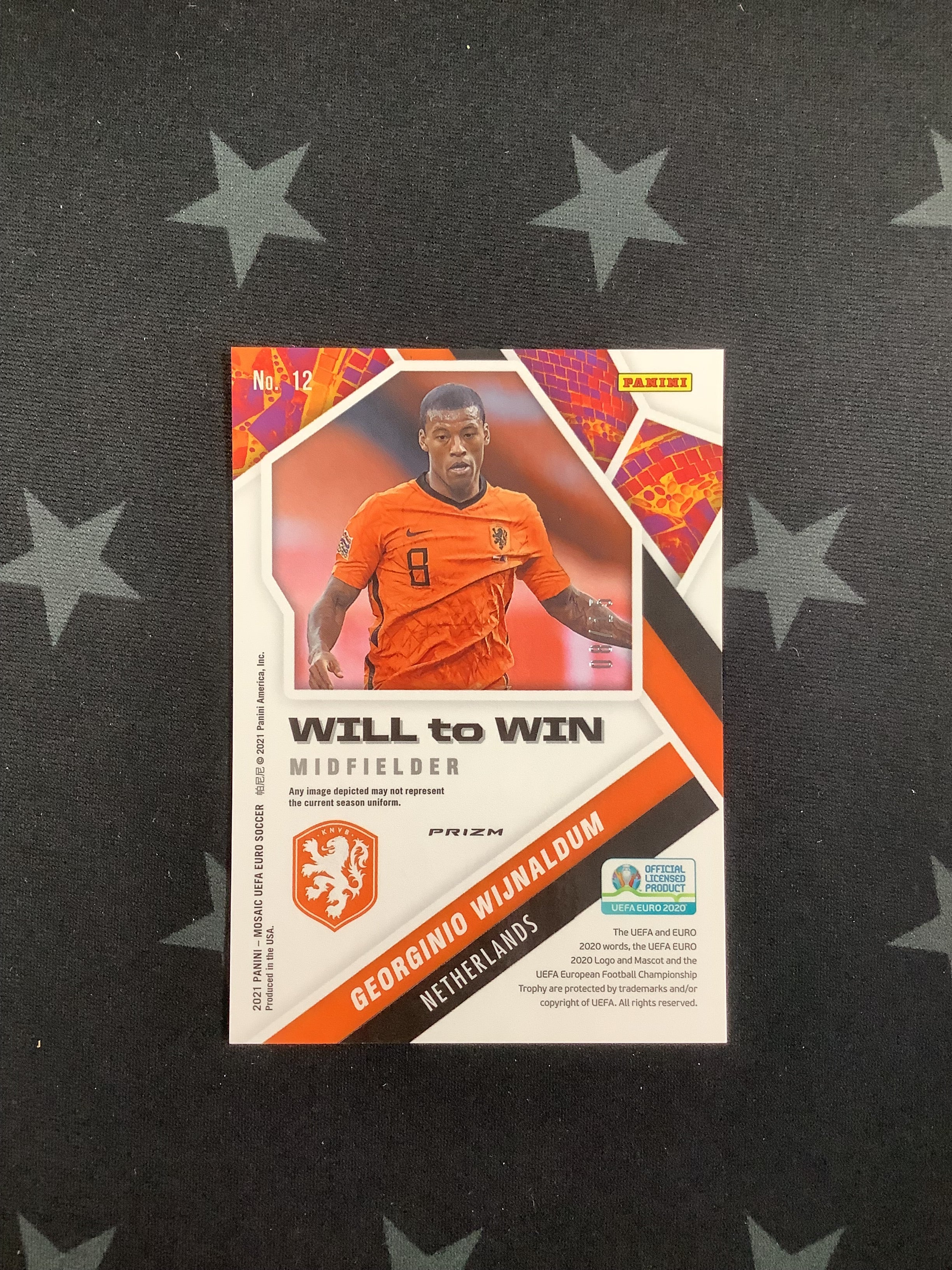 2021 Panini Mosaic UEFA Euro Soccer Will to Win Georginio Wijnaldum #12/15 - Rare Limited Edition Soccer Trading Card for Collectors & Fans