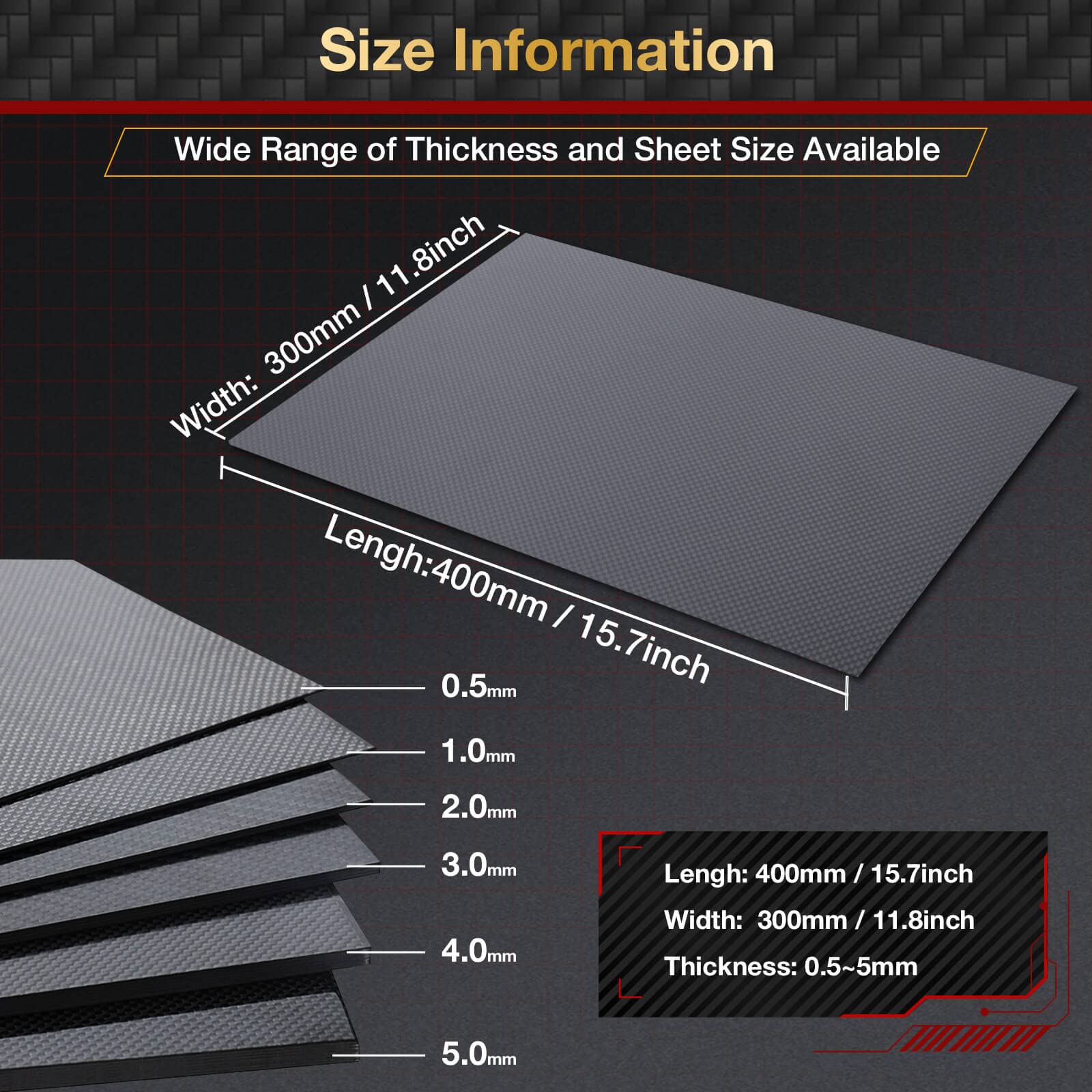 High-Quality ARRIS 300x400x6mm 3K Twill Matte Carbon Fiber Sheet - Multiple Thickness Options (0.5mm to 5mm) - Lightweight & Durable Carbon Fiber Panel for DIY Projects, RC Cars, Drone Frames, and Automotive Modifications