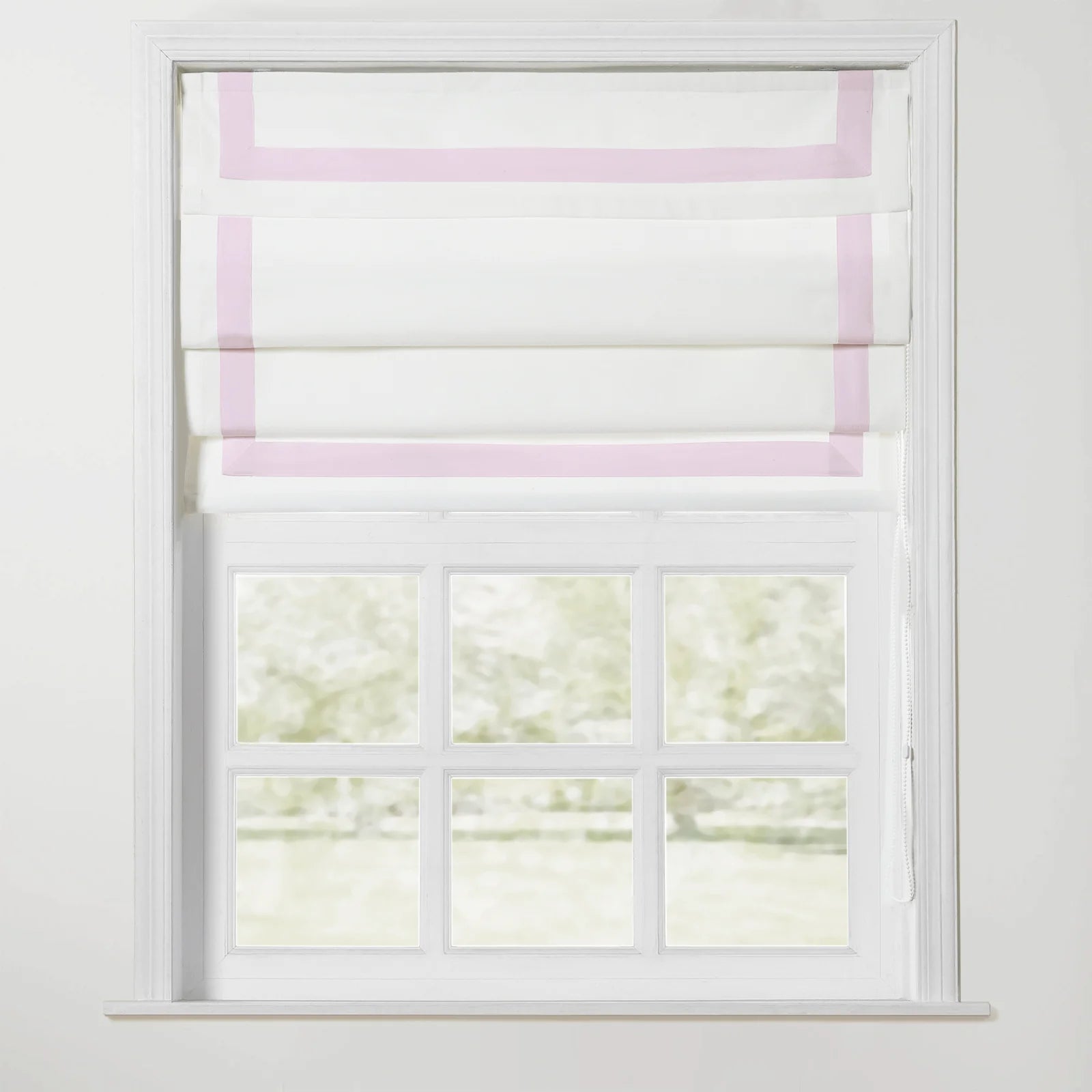Tyrone Roman Shade with Border Cord Lift - Classic Window Treatment for Living Room & Bedroom - Blackout Fabric for Light Control & Privacy