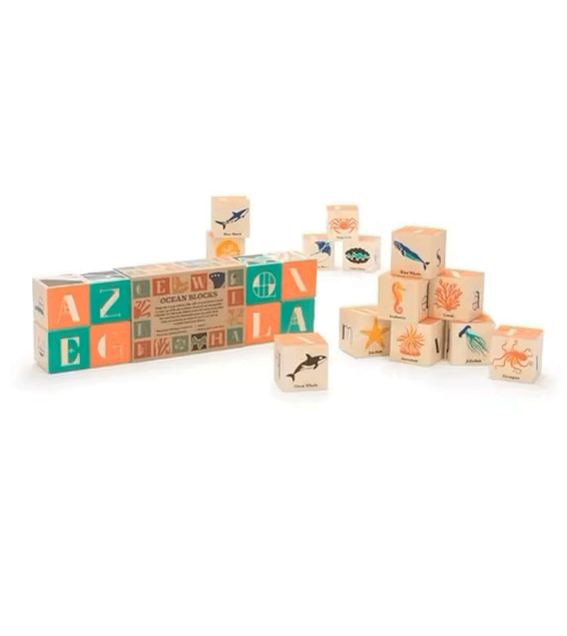 Premium Ocean-Themed Wooden Building Blocks by Uncle Goose – Eco-Friendly Educational Toys for Kids, Perfect for STEM Learning & Creative Play at Home or School