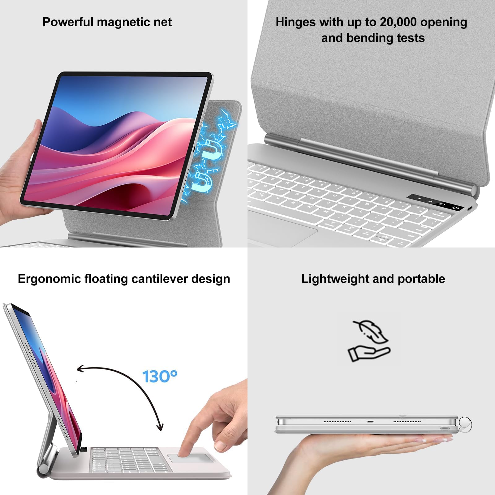 Magic Keyboard Case for iPad Air 13 (M3 2025/M2 2024) & iPad Pro 12.9 inch 6th/5th/4th/3rd Gen - Magnetic Rainbow Backlit Keyboard with Multi-Touch Trackpad, Floating Stand | Perfect for Work, Study & Creative Projects