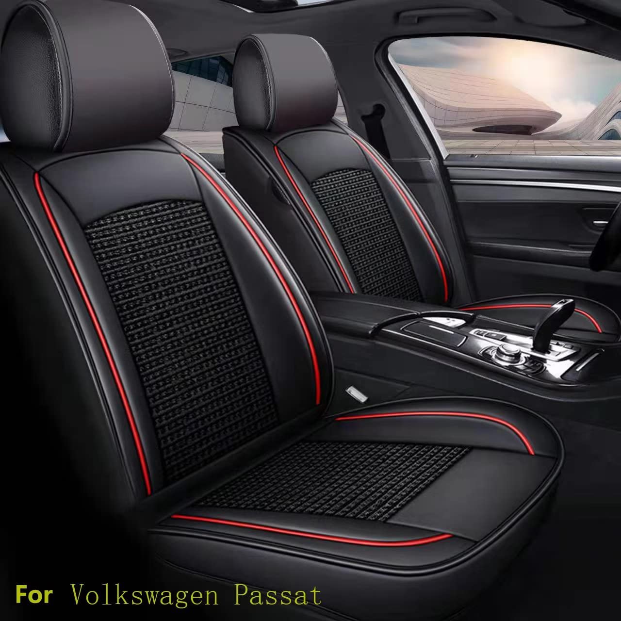COVER ERA Summer Car Seat Covers for Volkswagen Passat 2007-2022 - Premium Ice Silk & Leather Blend, Breathable & Heat Resistant Auto Accessories - Easy Installation - Perfect for Road Trips & Hot Weather Commuting