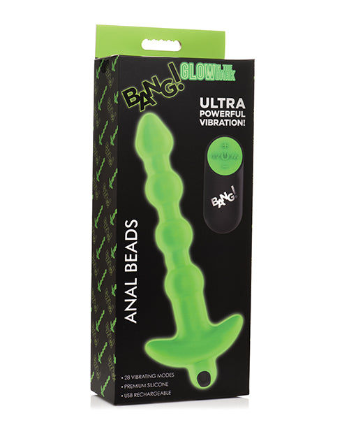 Glow in the Dark Silicone Anal Beads - 28X Rechargeable Remote Control Adult Toy for Couples (Green) | Perfect for Sensual Play, BDSM Exploration & Spicing Up Your Intimate Moments