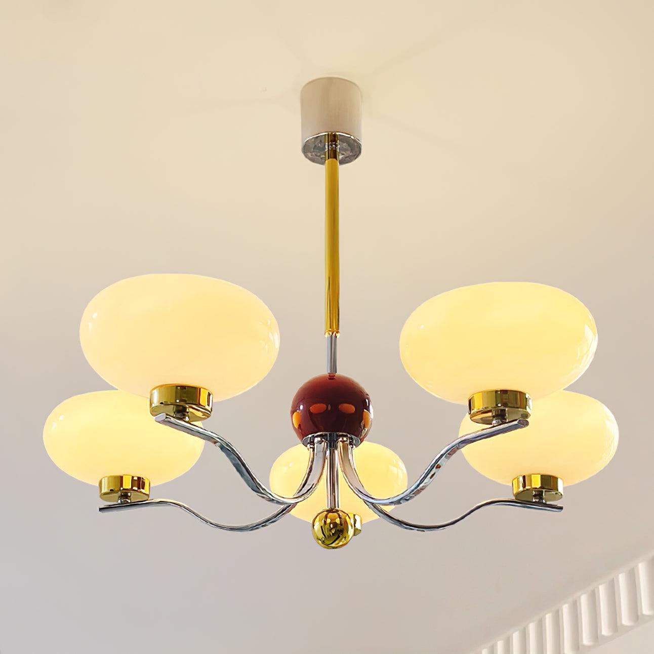Medieval Glass Bowl Chandelier - Antique Style Hanging Light Fixture for Dining Room, Bedroom & Castle Decor