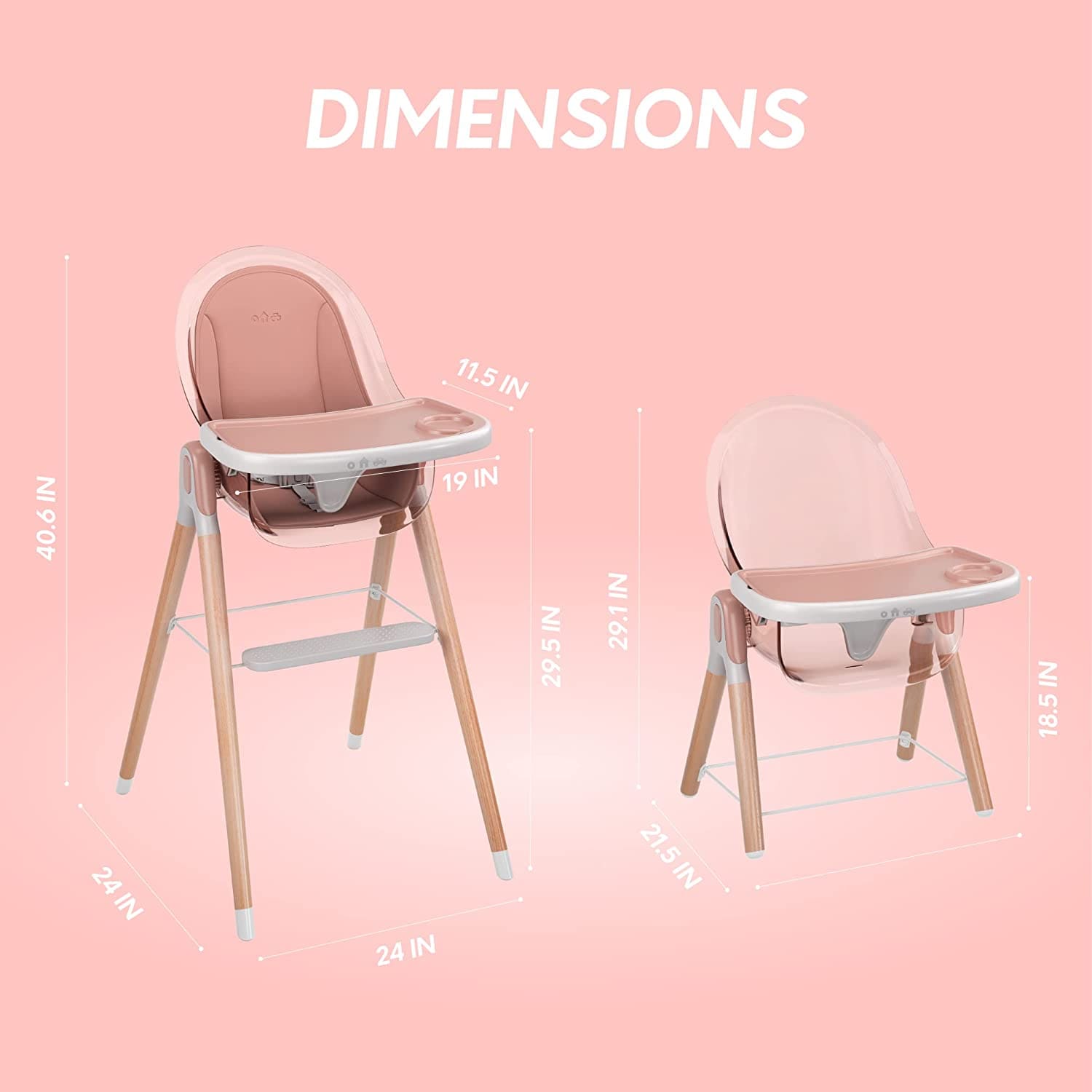Premium Deluxe High Chair for Babies & Toddlers with Removable Cushion - Adjustable Height & Easy Clean for Dining, Feeding & Playtime