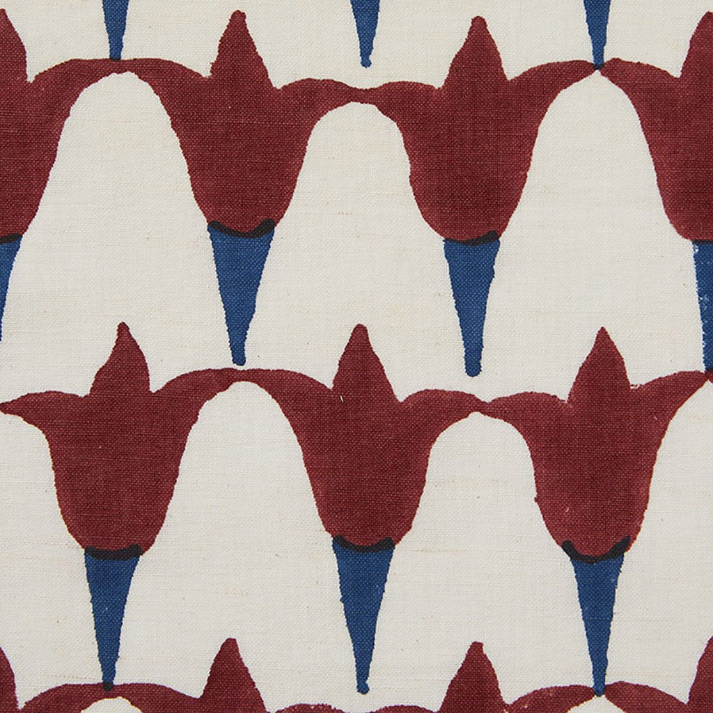 Premium Tulip Block Printed Linen Cotton Fabric - Blue & White Floral Design for Quilting, Dresses & Home Decor