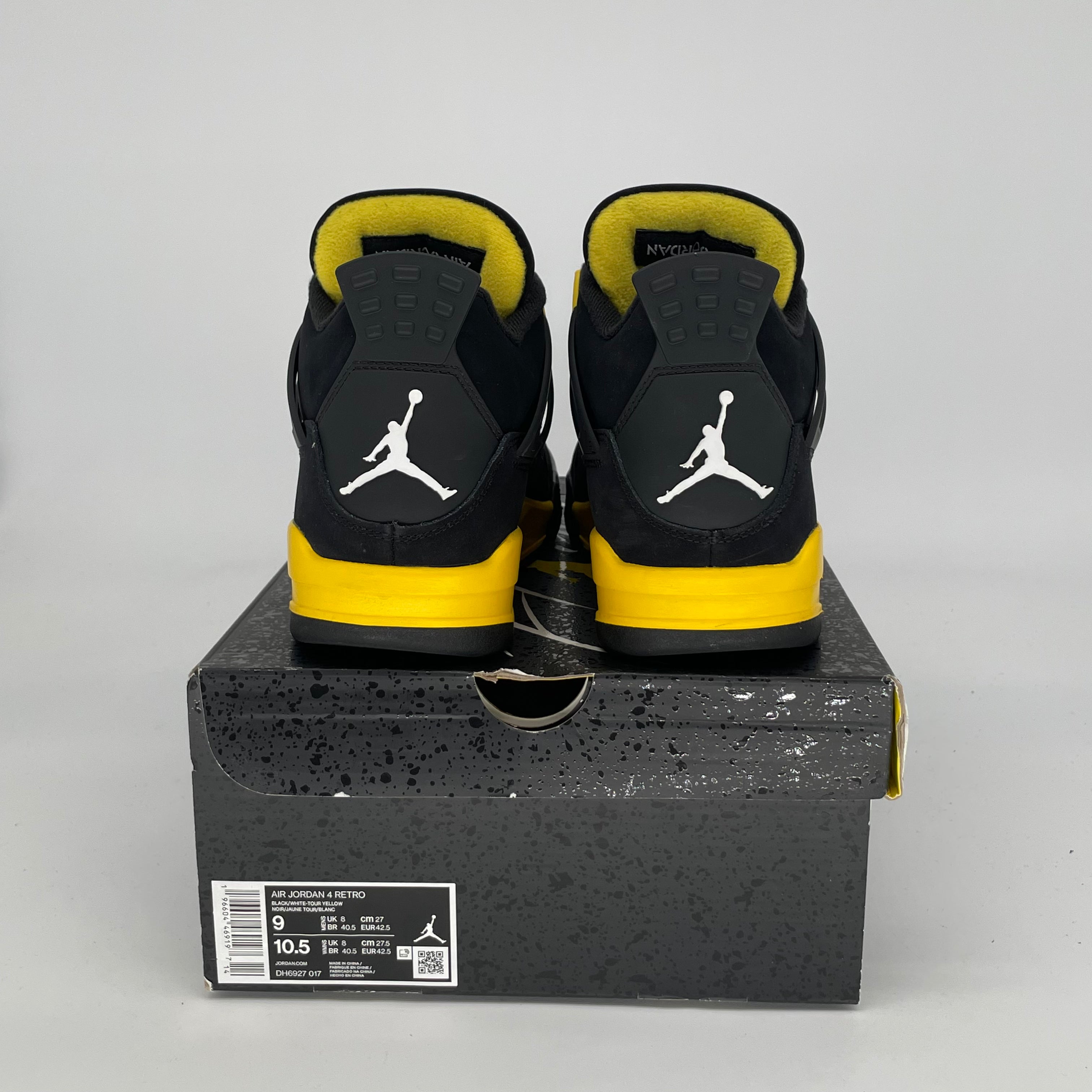 AIR JORDAN 4 THUNDER Retro Sneakers - Men's Size 9/Women's Size 10.5 - Style Code DH6927-017 - Perfect for Basketball, Streetwear & Sneaker Collection
