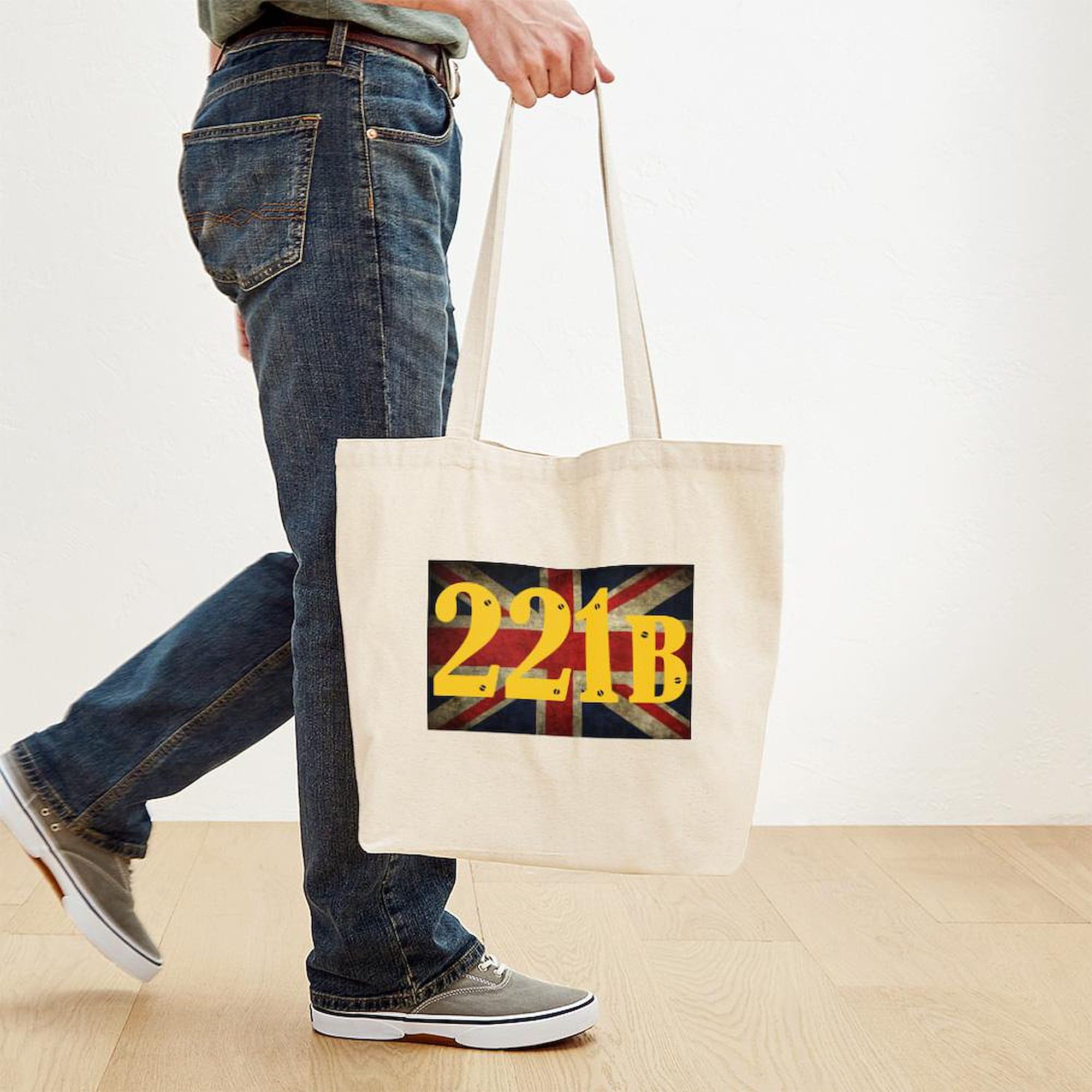 221B Baker Street Sherlock Holmes Tote Bag - Natural Canvas Reusable Shopping Bag for Groceries, Books & Travel | Eco-Friendly & Durable