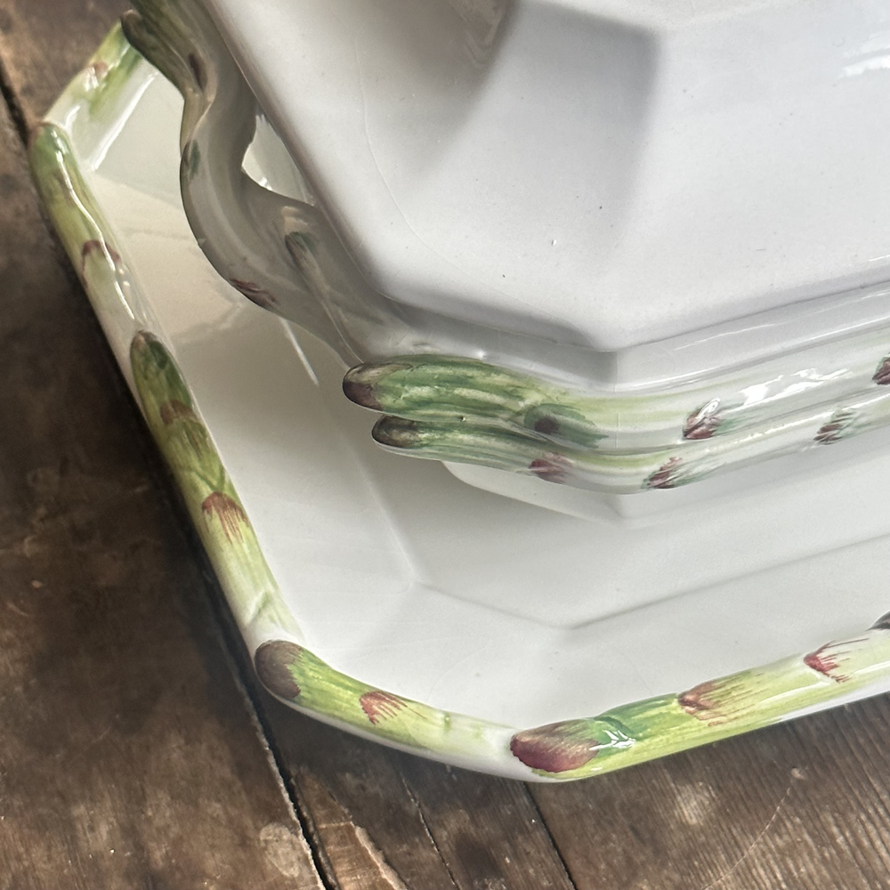 Vintage Italian Asparagus Serving Tureen Set - Elegant Porcelain Soup Bowl with Lid - Perfect for Fine Dining, Dinner Parties & Holiday Entertaining