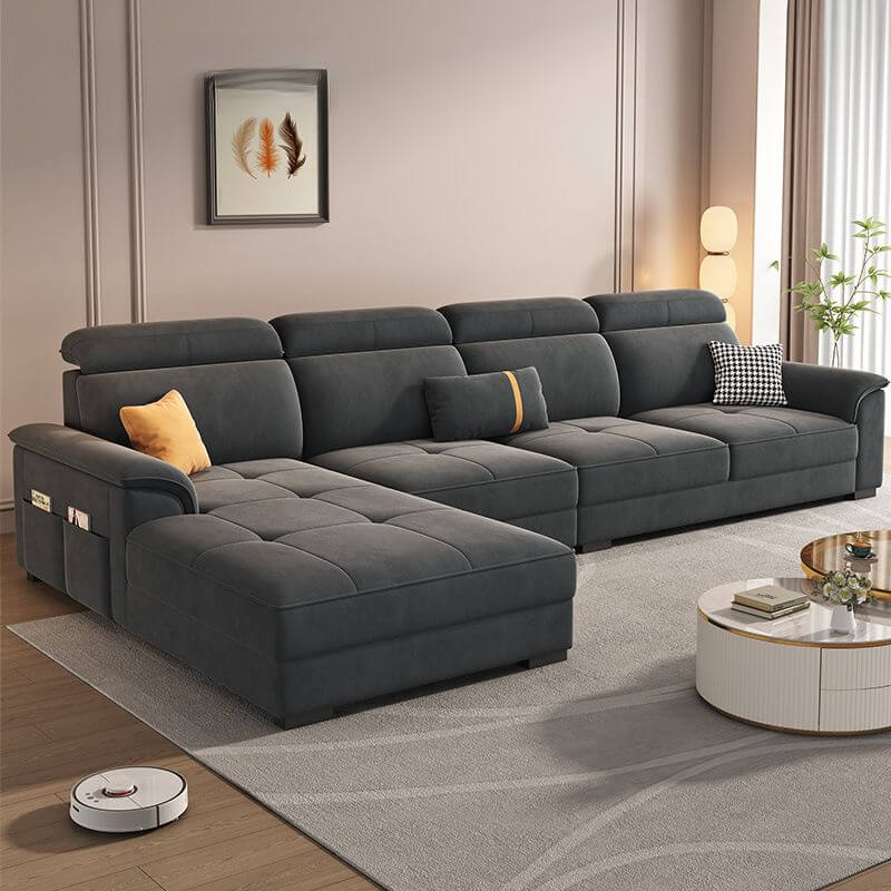 L-Shaped Sectional Sofa with Left Chaise & Button Tufted Design - Modern Living Room Furniture for Small Spaces & Apartments