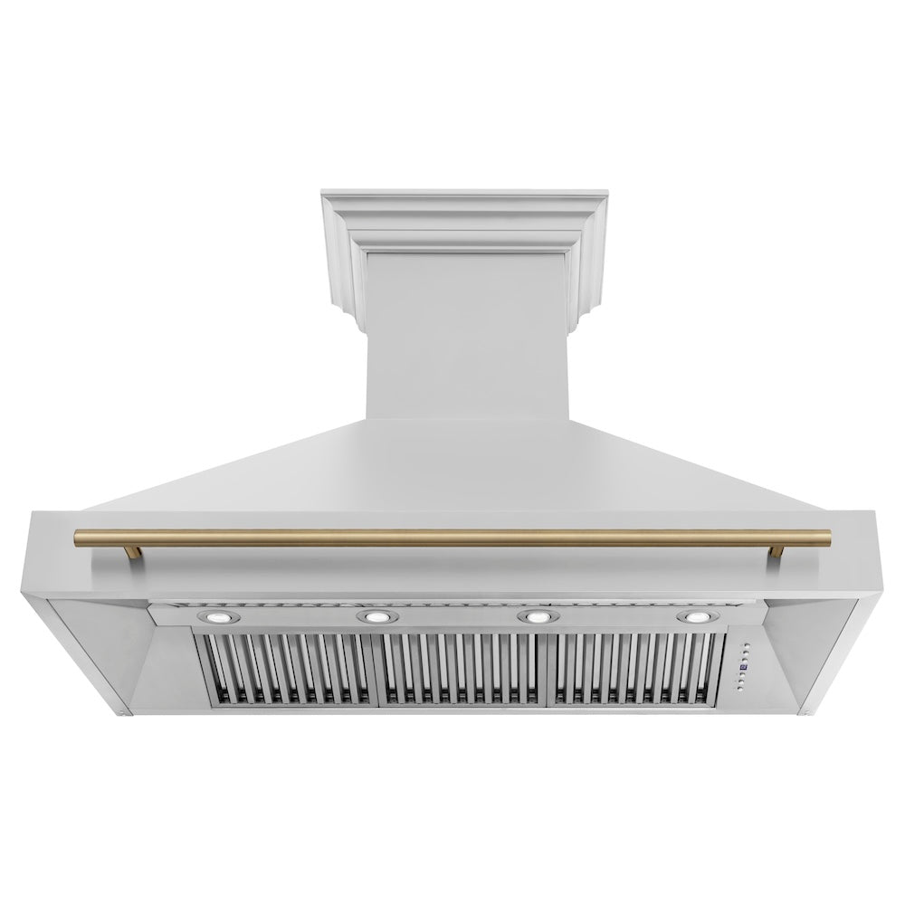 ZLINE Autograph Edition 48-inch Professional Kitchen Package - Stainless Steel Dual Fuel Range & Range Hood with Champagne Bronze Accents (2AKP RARH48 CB) | Perfect for Gourmet Cooking & Luxury Home Kitchens