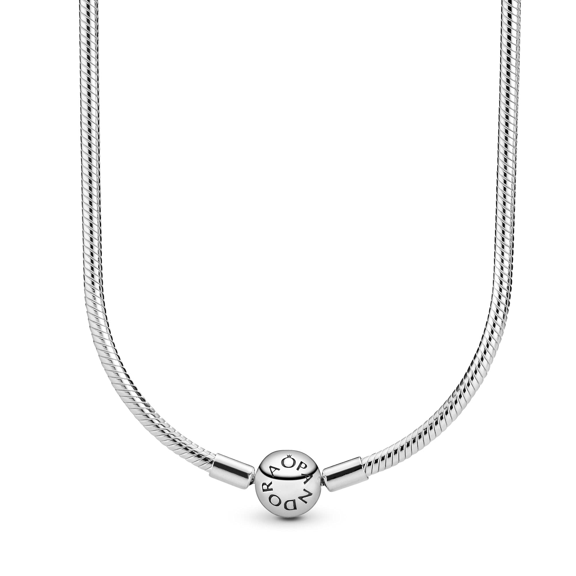 PANDORA Classic Snake Chain Charm Necklace for Women - Sterling Silver with Embossed Ball Clasp - Elegant Gift Box Included - Perfect for Birthday, Anniversary & Valentine's Day Gifts