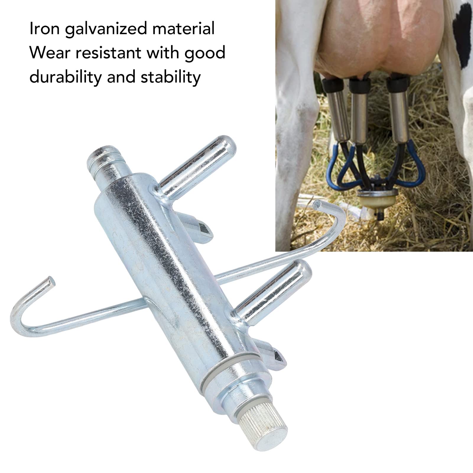 Galvanized Iron Cow Milking Machine with 4 Cup Holes - 0.63in Diameter Milking Claw Replacement for Dairy Farms | Efficient Milk Extraction for Small to Medium Herds | Perfect for Farmers & Homesteaders