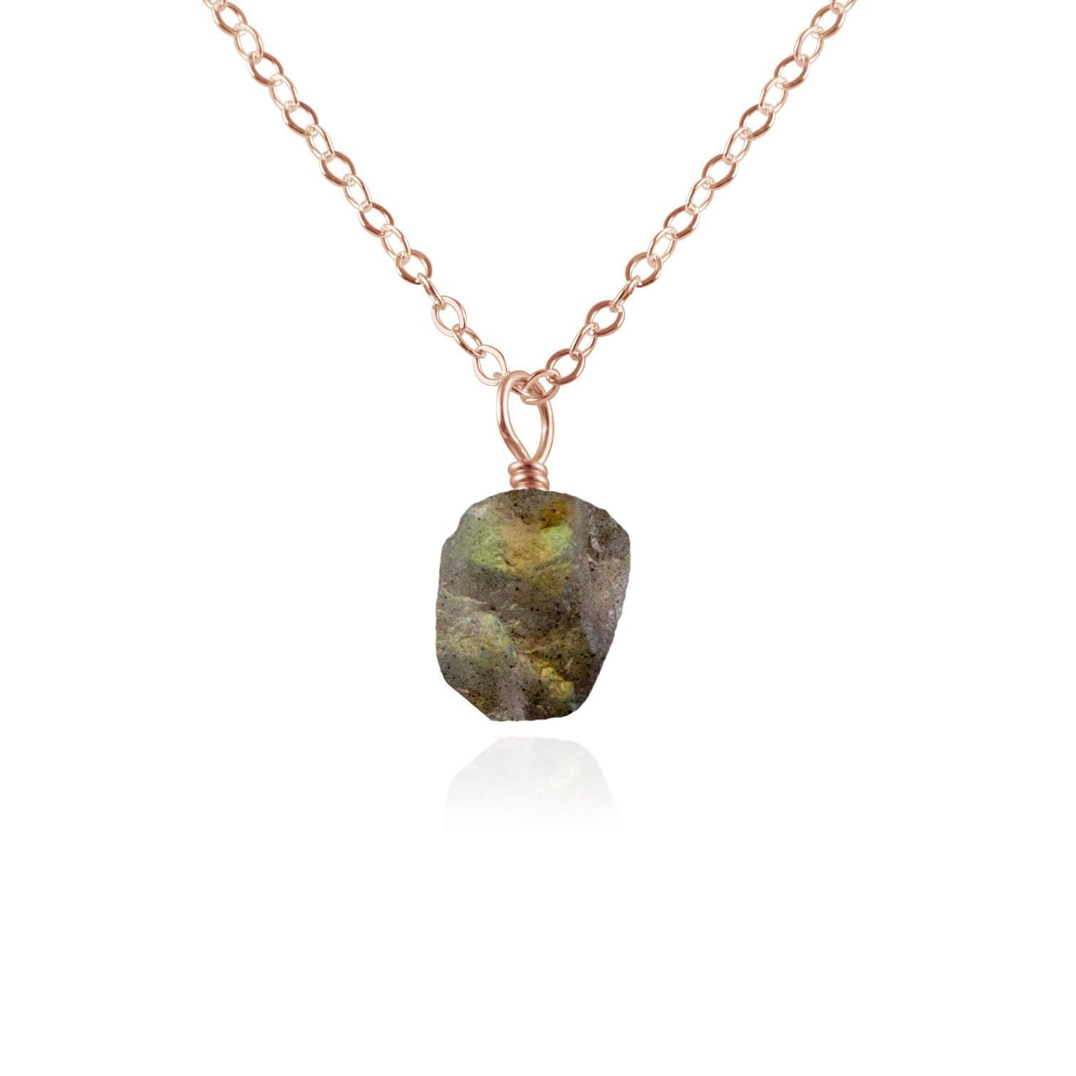 Natural Tiny Raw Labradorite Pendant Necklace - Handmade Gemstone Jewelry for Women - Perfect for Boho Style, Spiritual Healing & Everyday Wear