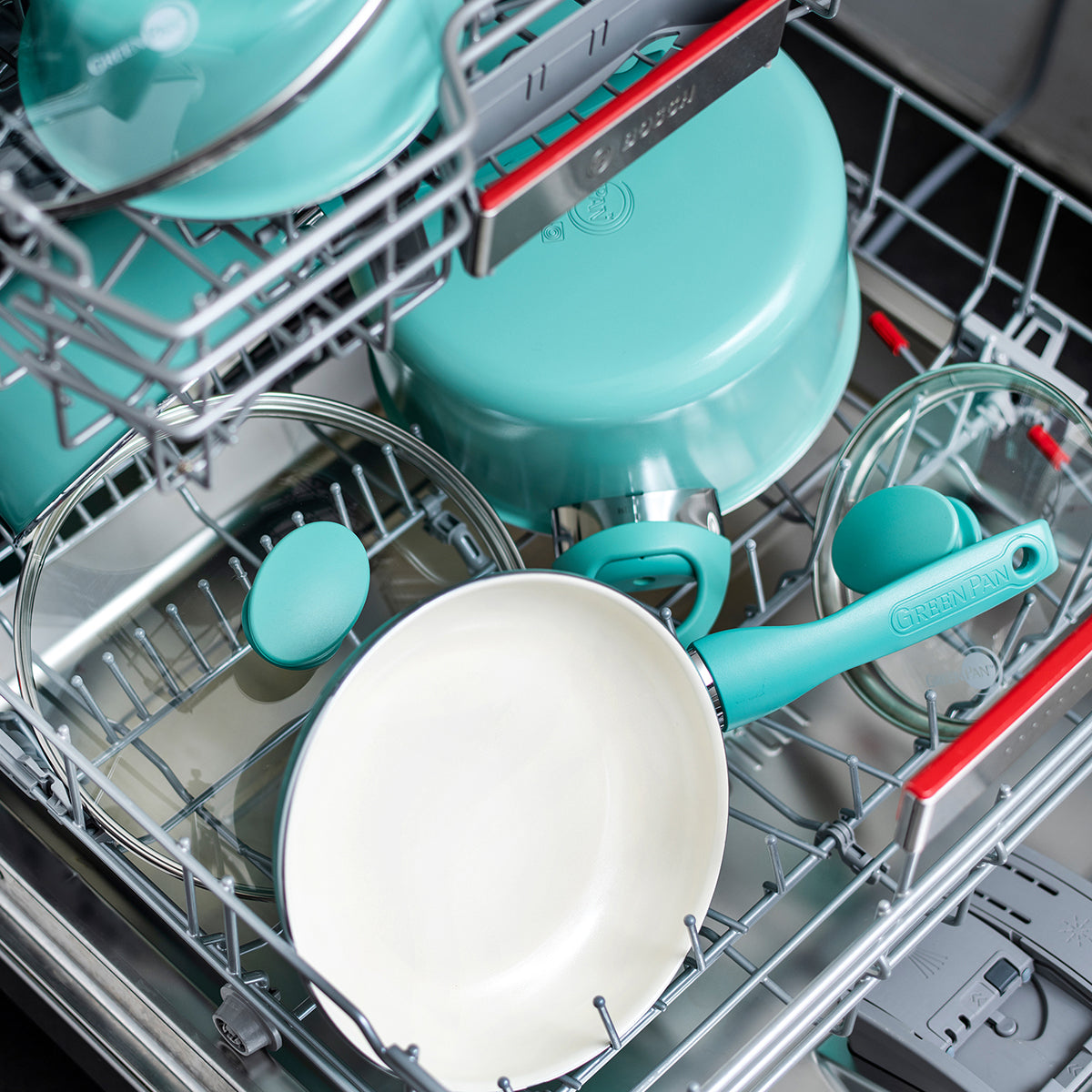 Rio Ceramic Nonstick 16-Piece Cookware Set - Turquoise Blue | Non-Toxic PFOA-Free Pots & Pans | Perfect for Frying, Boiling & Everyday Cooking
