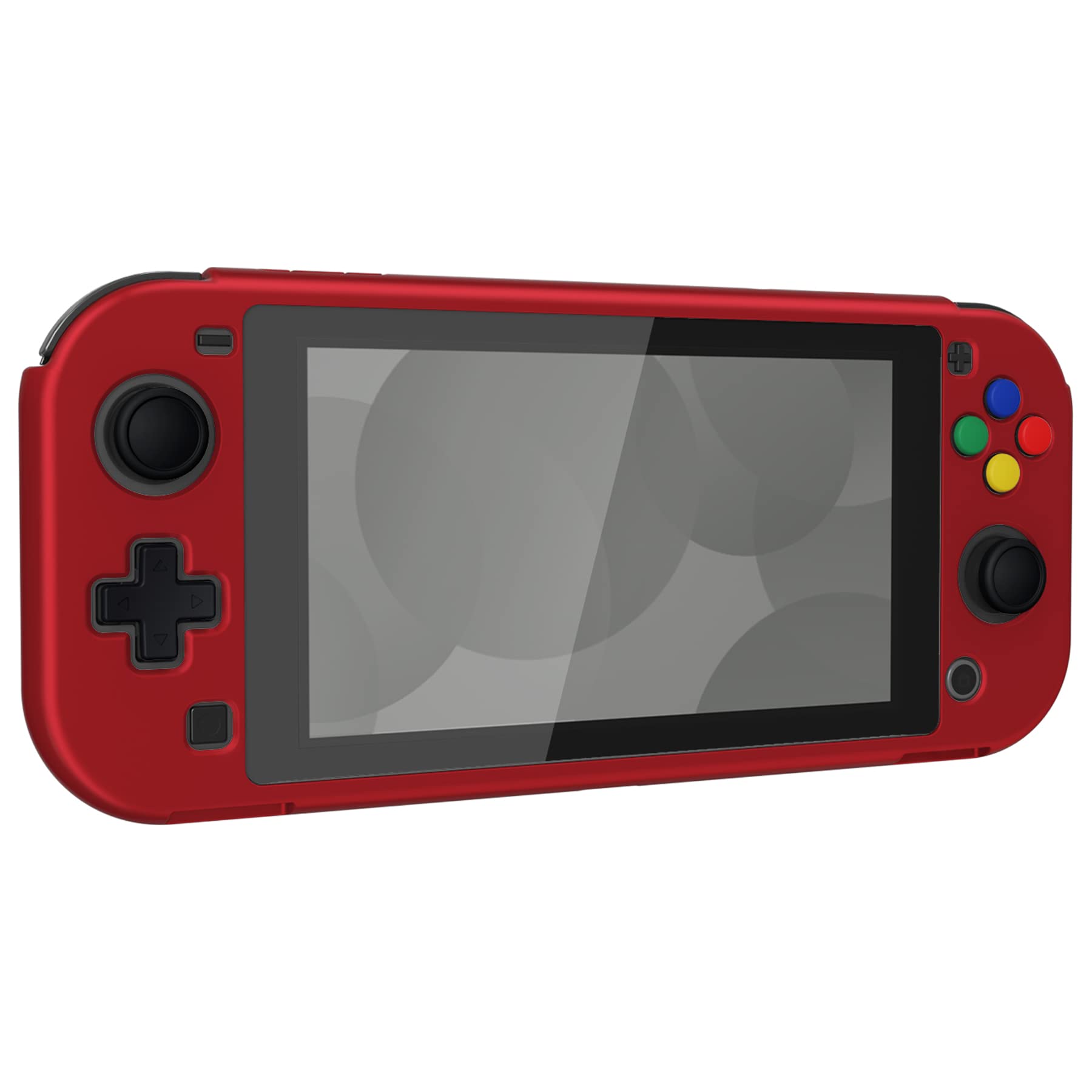 eXtremeRate PlayVital Custom Protective Grip Case for Nintendo Switch Lite - Scarlet Red Hard Shell Cover with Tempered Glass Screen Protector (Black Border) | Enhanced Gaming Comfort & Protection for Travel & Long Play Sessions