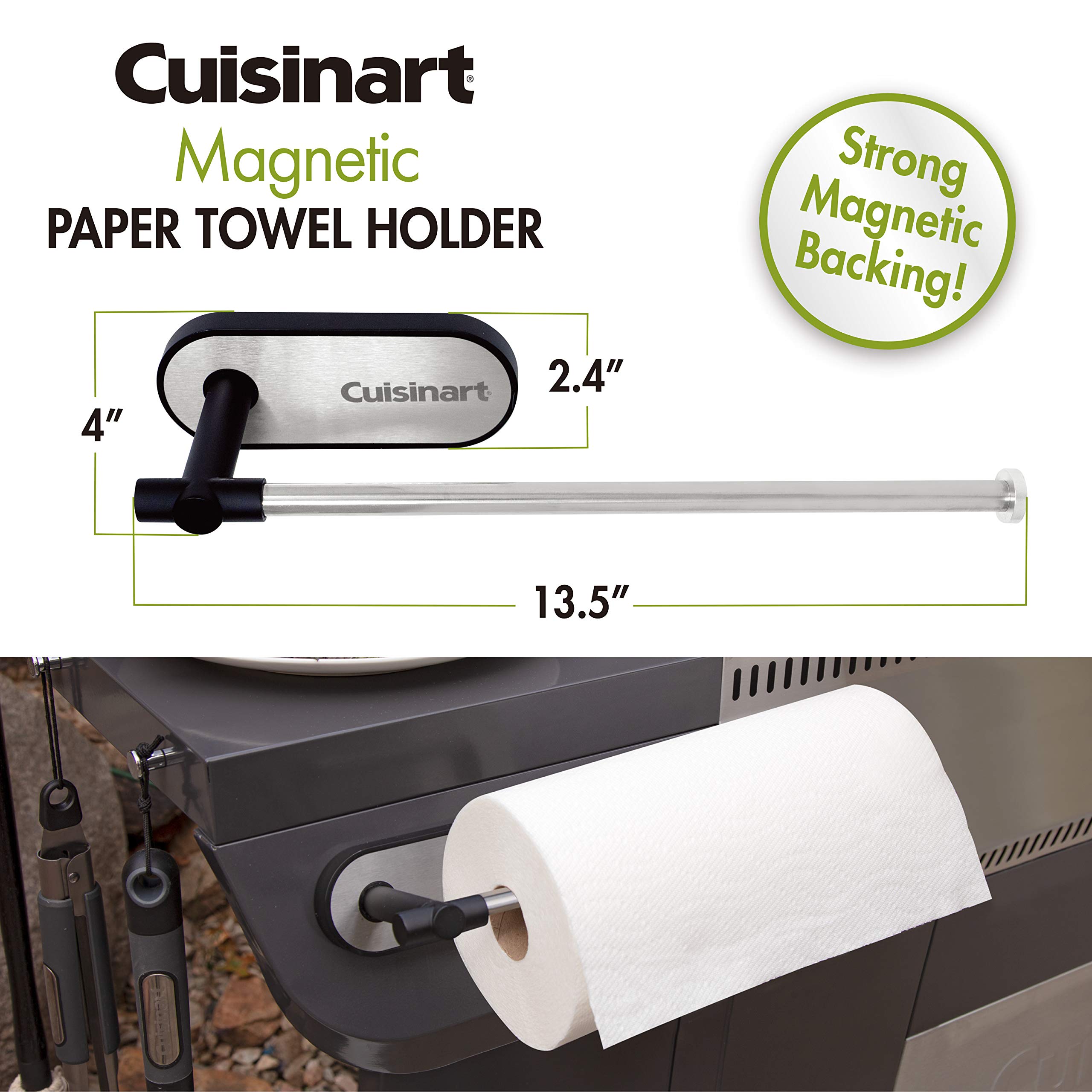 Cuisinart CMP-250 Magnetic Paper Towel Holder - Strong Stainless Steel Kitchen Organizer for Countertop or Fridge - Perfect for Home, Office, and Restaurant Use
