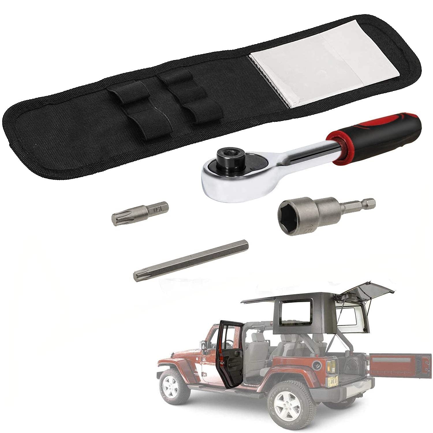 Jeep Wrangler JK JL Hard Top Screw Removal Torx Tool Kit (2007-2024) - Compatible with Rubicon, Sahara & Sport Models - Replaces OEM 68361574AB & 82214166AB - Red - Perfect for Roof Panel Removal & Hardtop Maintenance