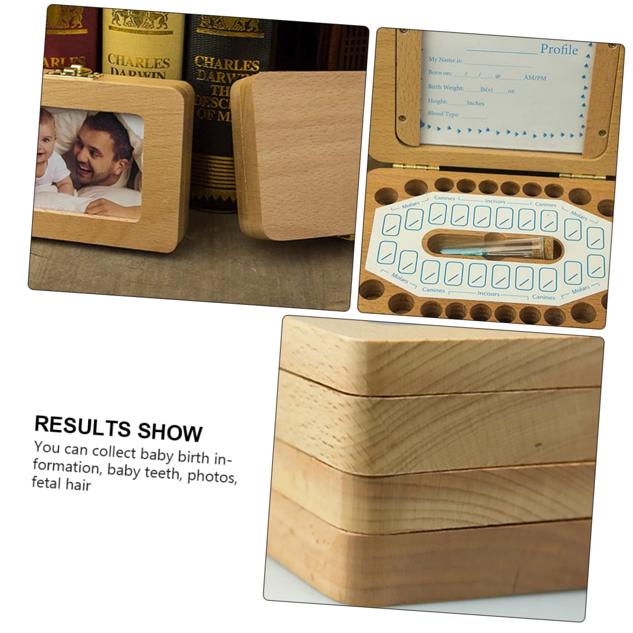 VICASKY Wooden Baby Teeth Keepsake Box - Handcrafted Memory Box for First Tooth, Newborn Keepsakes & Tooth Fairy Gifts for Boys and Girls - Perfect for Baby Showers, Christenings and Childhood Milestones