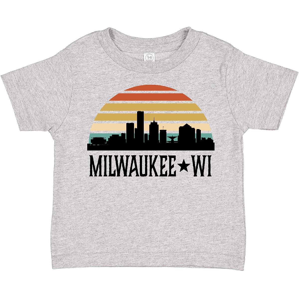 Inktastic Milwaukee Wisconsin Skyline Retro Sunset Toddler T-Shirt - Soft Cotton Kids Tee for Boys & Girls - Perfect for Family Vacations, City Tours & Wisconsin Pride Gifts