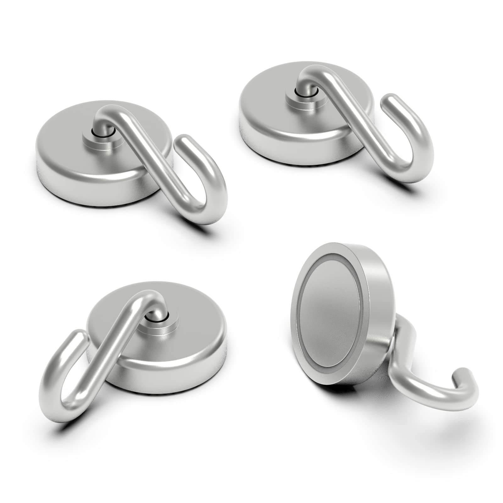100LBS Heavy Duty Neodymium Magnetic Hooks - Strong Rare Earth Refrigerator Magnets for Kitchen, Office, BBQ & Outdoor Use (4 Pack) - Perfect for Hanging Utensils, Tools, Towels & Decor