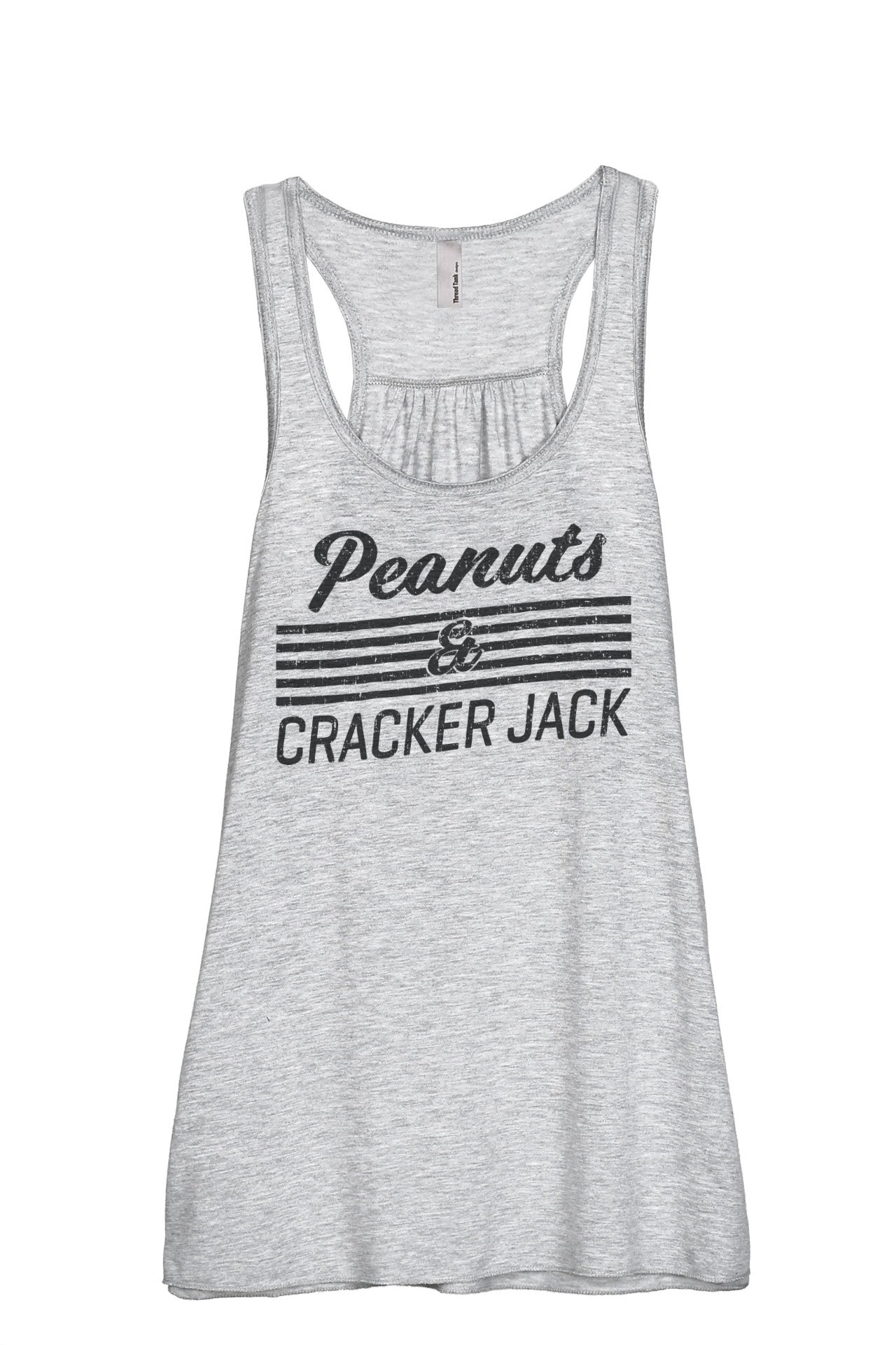 Women's Fashion Sleeveless Flowy Racerback Tank Top - Peanuts & Cracker Jack Print - Casual Summer Tops for Beach, Gym & Everyday Wear