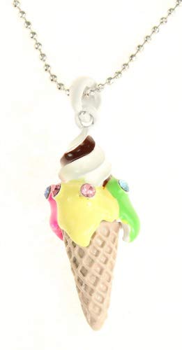 KYSTech 3D Swirled Waffle Ice Cream Cone Pendant Necklace - Tarnish Resistant Stainless Steel Jewelry - Trendy Fashion Accessory for Women - Perfect for Parties, Dates & Everyday Wear