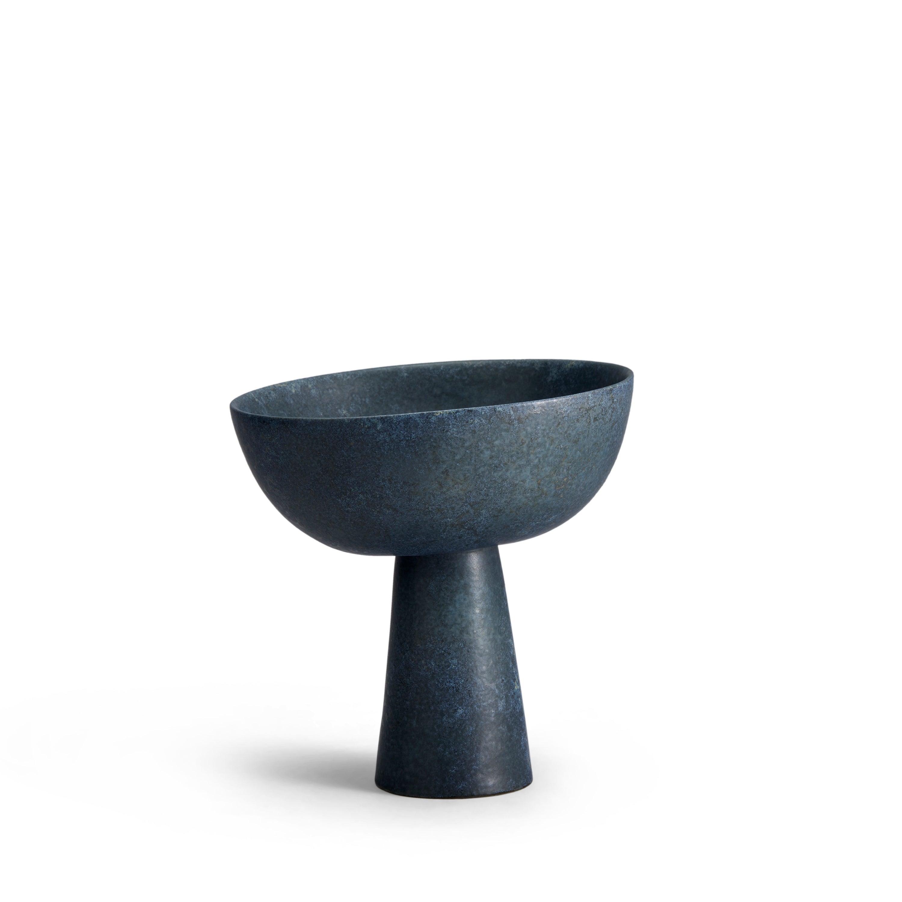 Terra Bowl on Stand - Small Aged Iron Decorative Bowl for Home Decor, Table Centerpiece, and Gift Giving