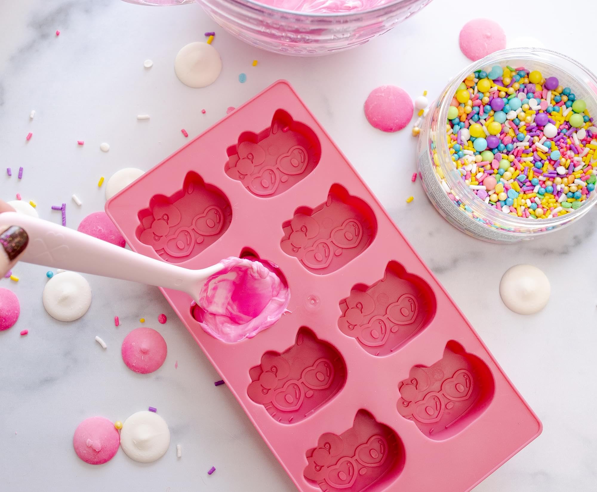 Sanrio Hello Kitty Hearts Flexible Silicone Ice Cube Tray - Cute Character-Shaped Ice Molds for Drinks | Reusable Freezer Safe Silicone Mold Makes 8 Adorable Ice Cubes | Perfect for Cocktails, Lemonade & Summer Parties