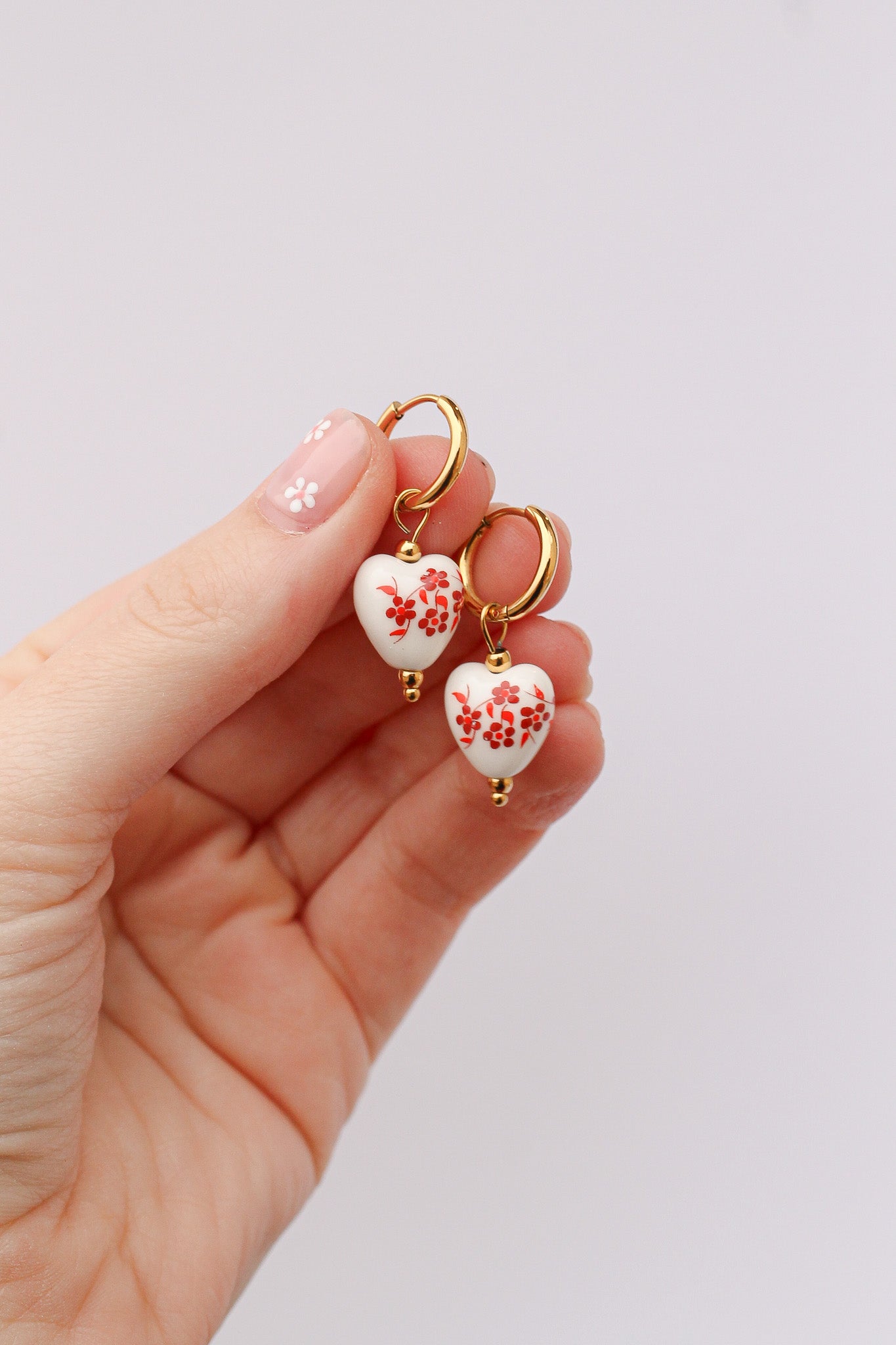 Red Mini Bella Hoop Earrings - Dainty Gold Hoops for Women, Everyday Wear & Special Occasions