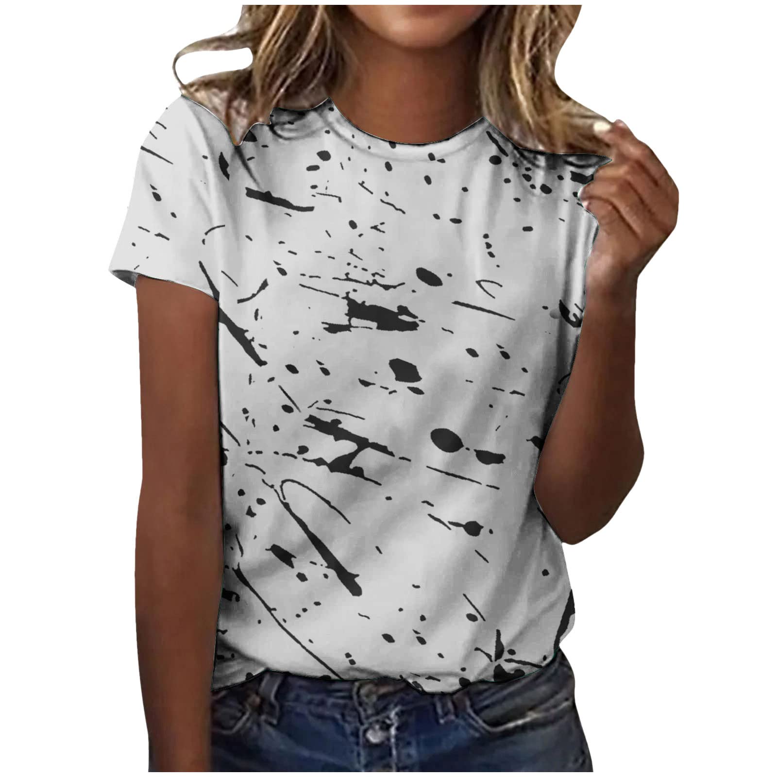 2023 Women's Casual Short Sleeve Round Neck T-Shirt - Cute Blouse for Everyday Wear, Date Night & Summer Outfits