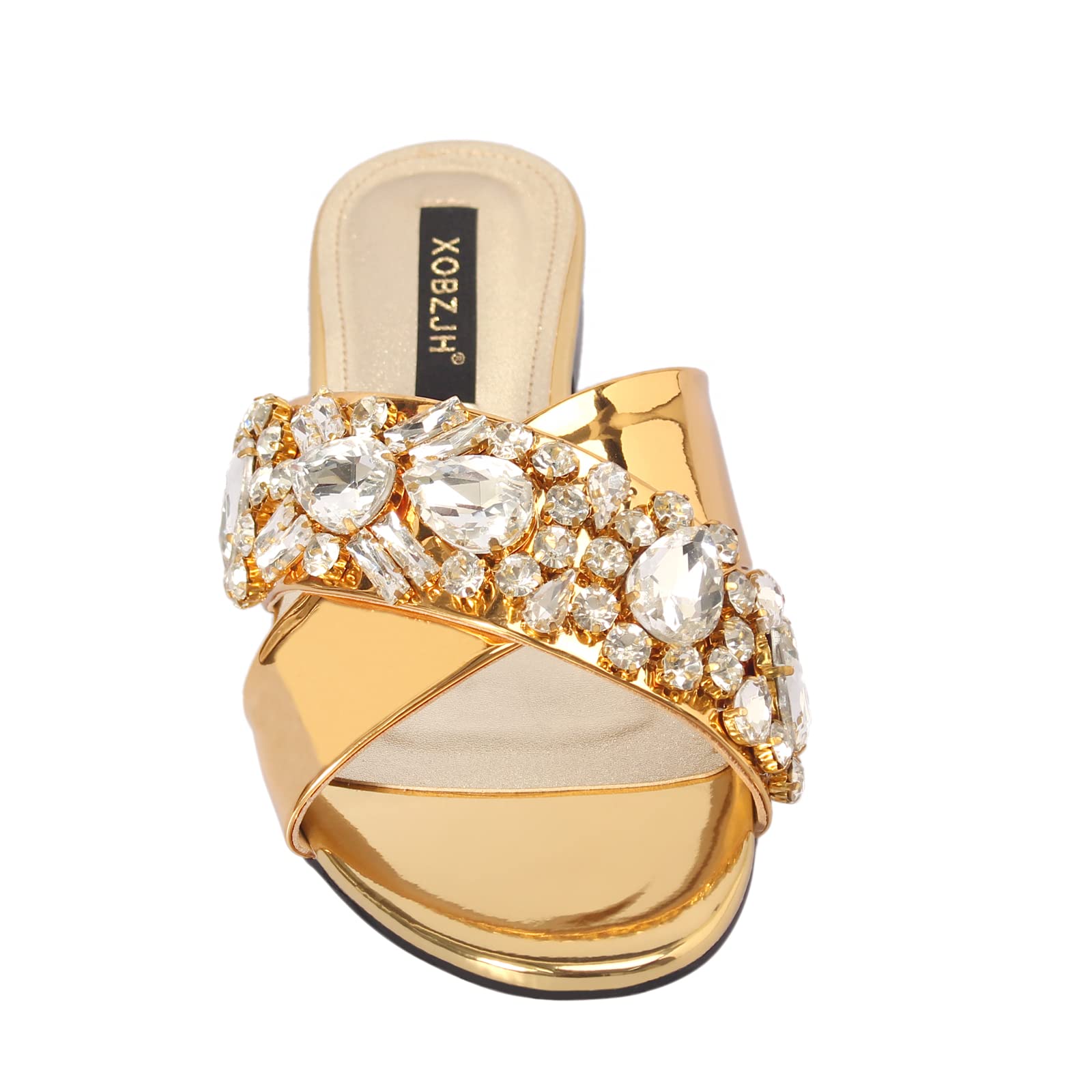Luxury Rhinestone Evening Slides Sandals for Women - Designer Wedding Party Shoes with Flat Heel | Perfect for Bridal Showers, Prom, and Formal Events